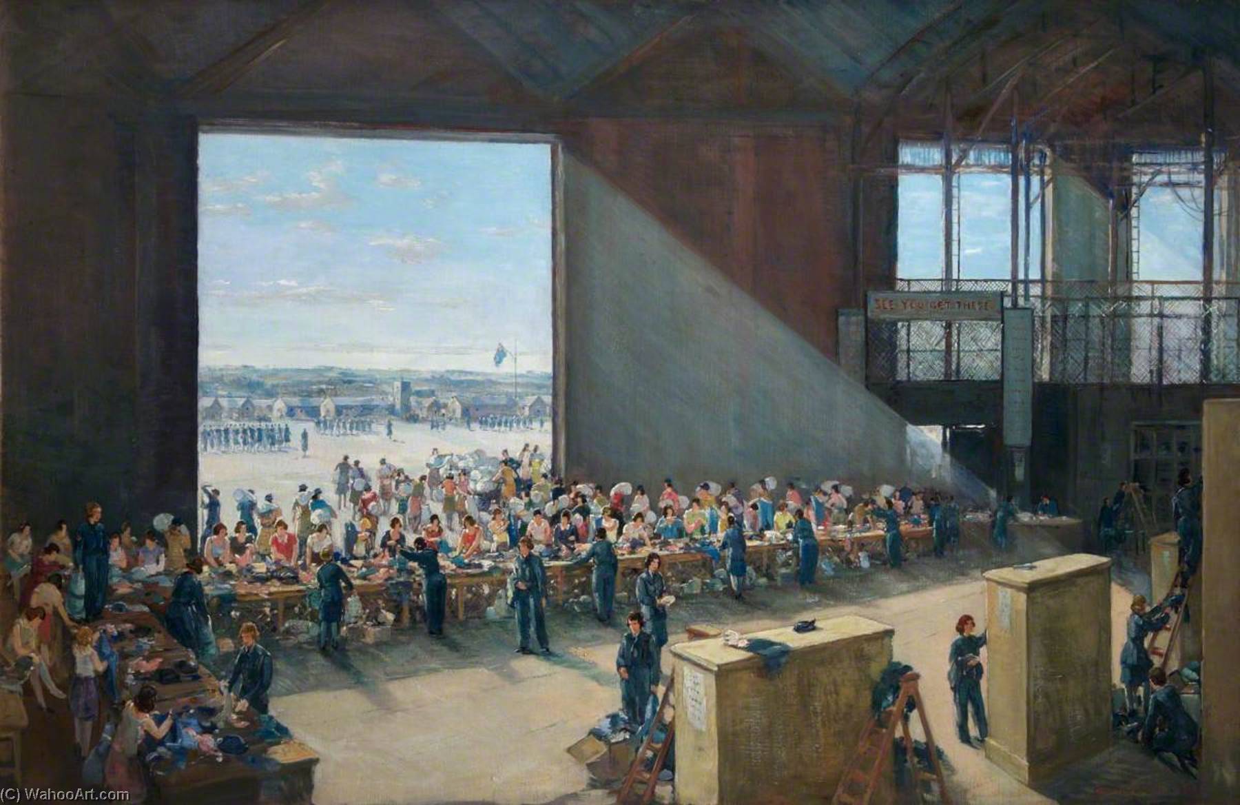 Wikioo.org - The Encyclopedia of Fine Arts - Painting, Artwork by Charles Ernest Cundall - Women's Auxiliary Air Force Kitting Up