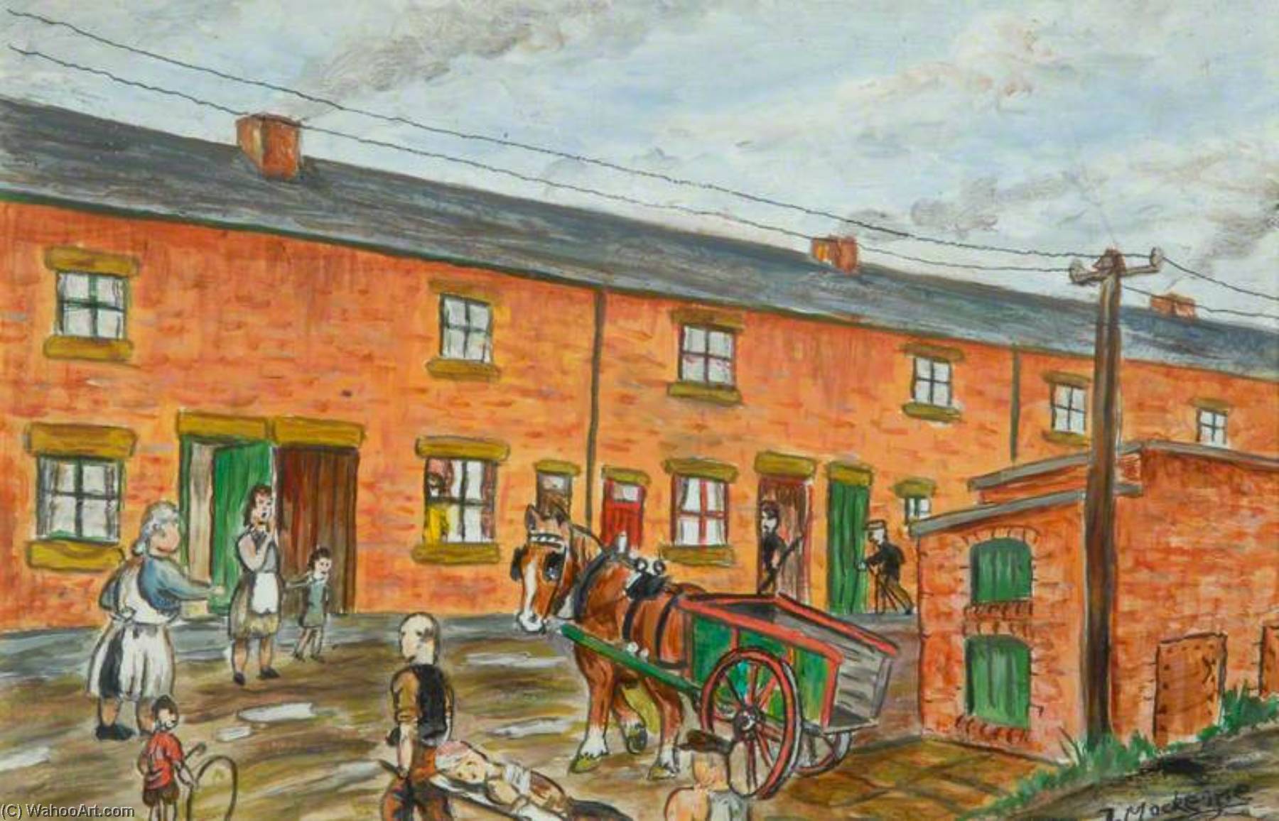 Wikioo.org - The Encyclopedia of Fine Arts - Painting, Artwork by James Mackenzie - 'Bill's Been Hurt', 19 Alexandra Row, Barrington Colliery, Northumberland, 1933