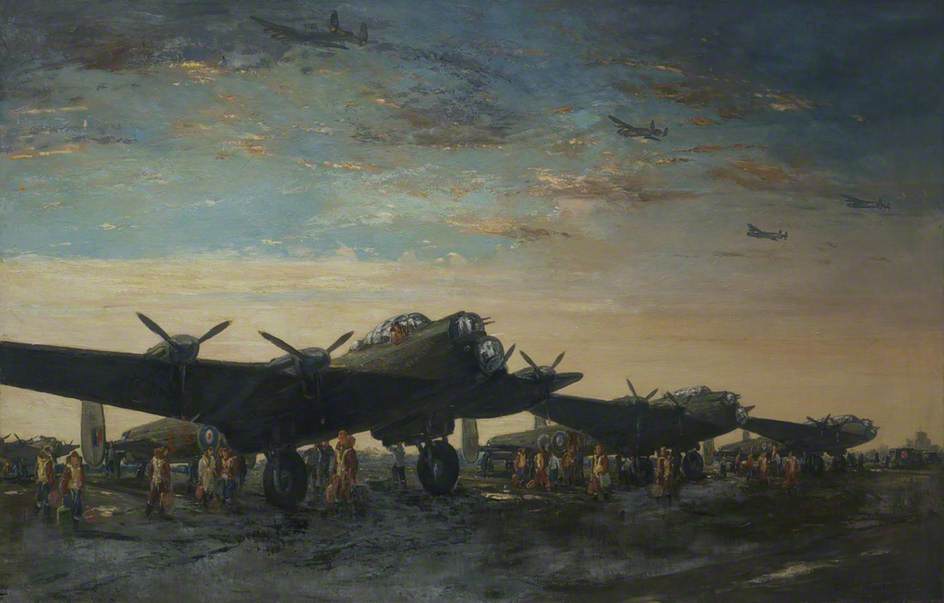 Wikioo.org - The Encyclopedia of Fine Arts - Painting, Artwork by Charles Ernest Cundall - Lancaster Bombers