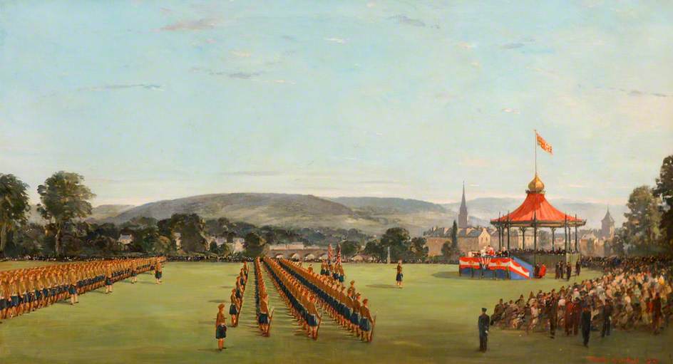 Wikioo.org - The Encyclopedia of Fine Arts - Painting, Artwork by Charles Ernest Cundall - The Black Watch Receiving the Freedom of Perth, 1947