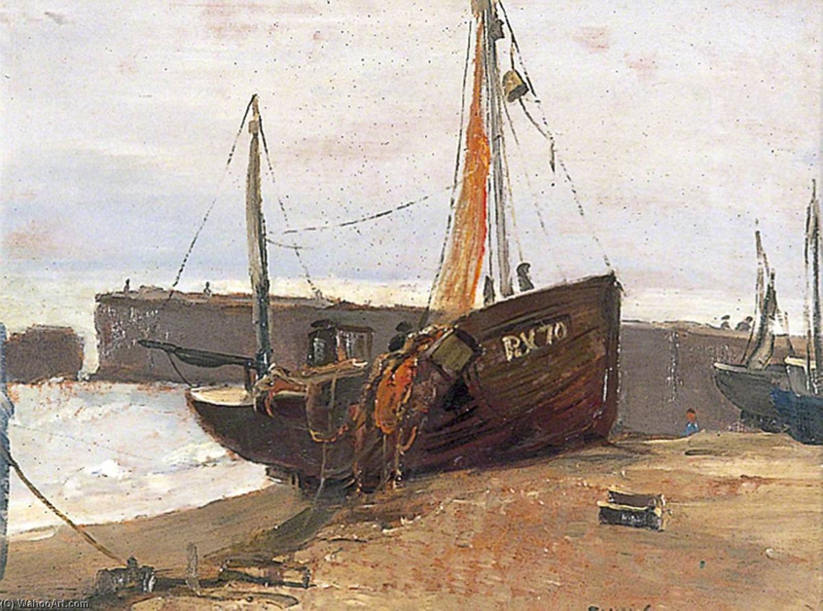 Wikioo.org - The Encyclopedia of Fine Arts - Painting, Artwork by John Vicat Cole - Hastings Trawler