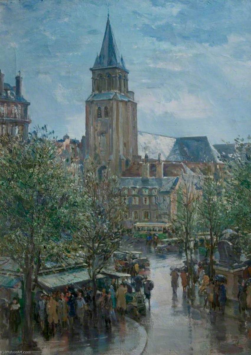Wikioo.org - The Encyclopedia of Fine Arts - Painting, Artwork by Charles Ernest Cundall - The Church of St Germain des Prés, Paris, France