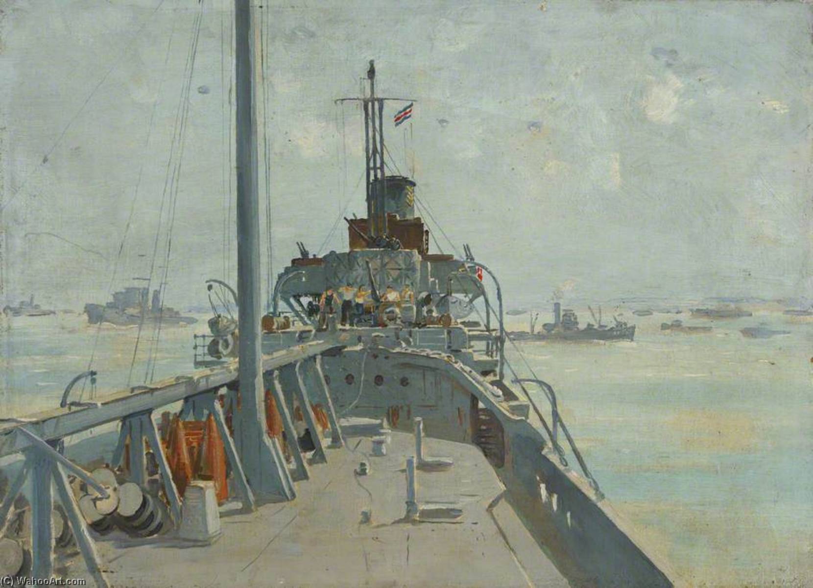 Wikioo.org - The Encyclopedia of Fine Arts - Painting, Artwork by Charles Ernest Cundall - On Board a Minesweeper