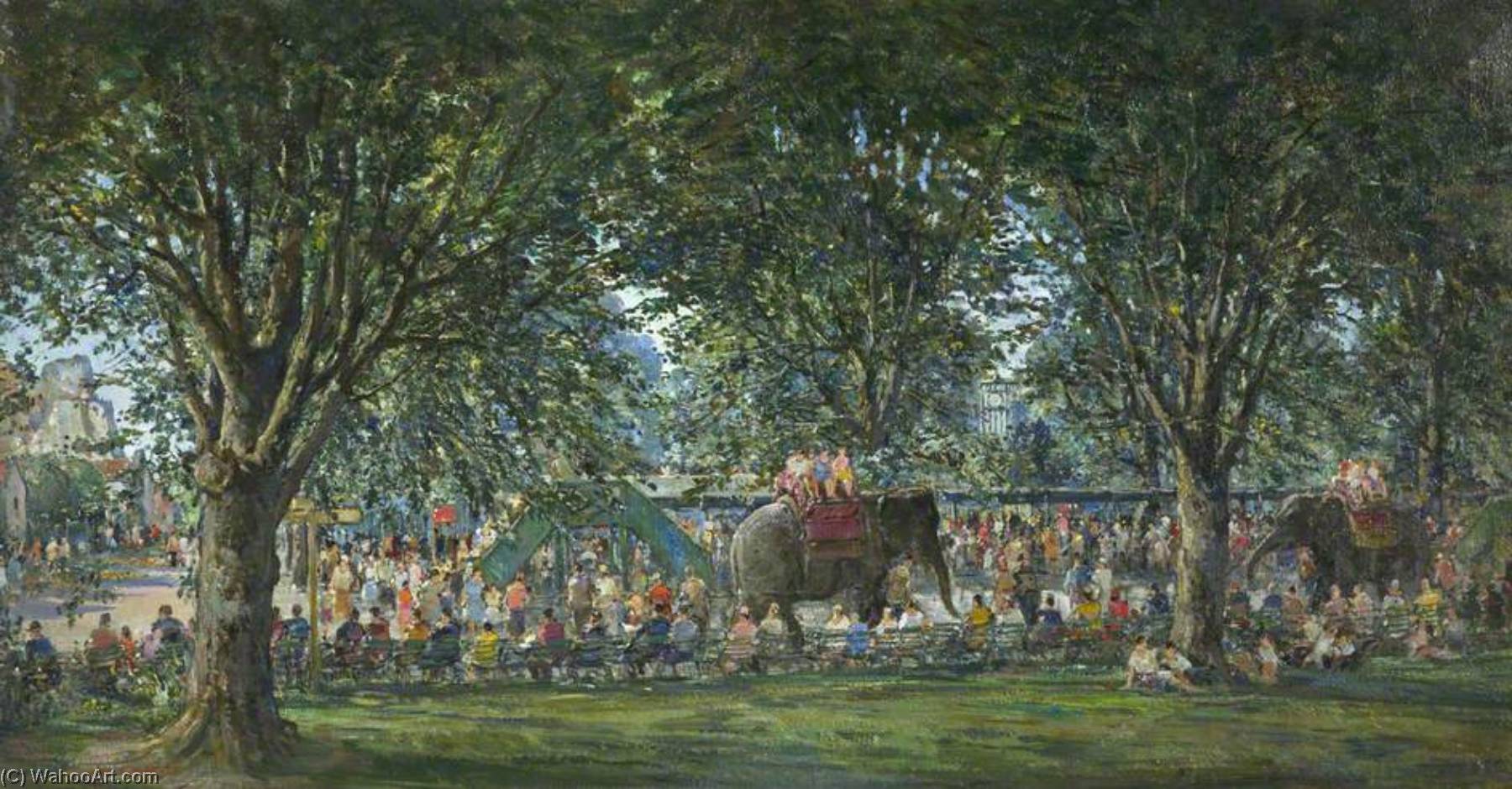 Wikioo.org - The Encyclopedia of Fine Arts - Painting, Artwork by Charles Ernest Cundall - London Zoo, Elephant Walk