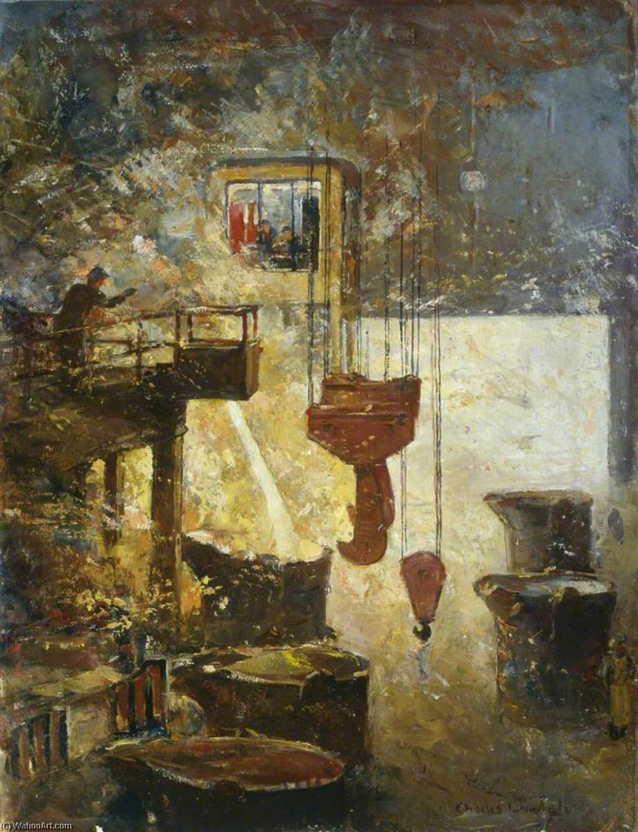 Wikioo.org - The Encyclopedia of Fine Arts - Painting, Artwork by Charles Ernest Cundall - Furnace Smelting at a Steelworks