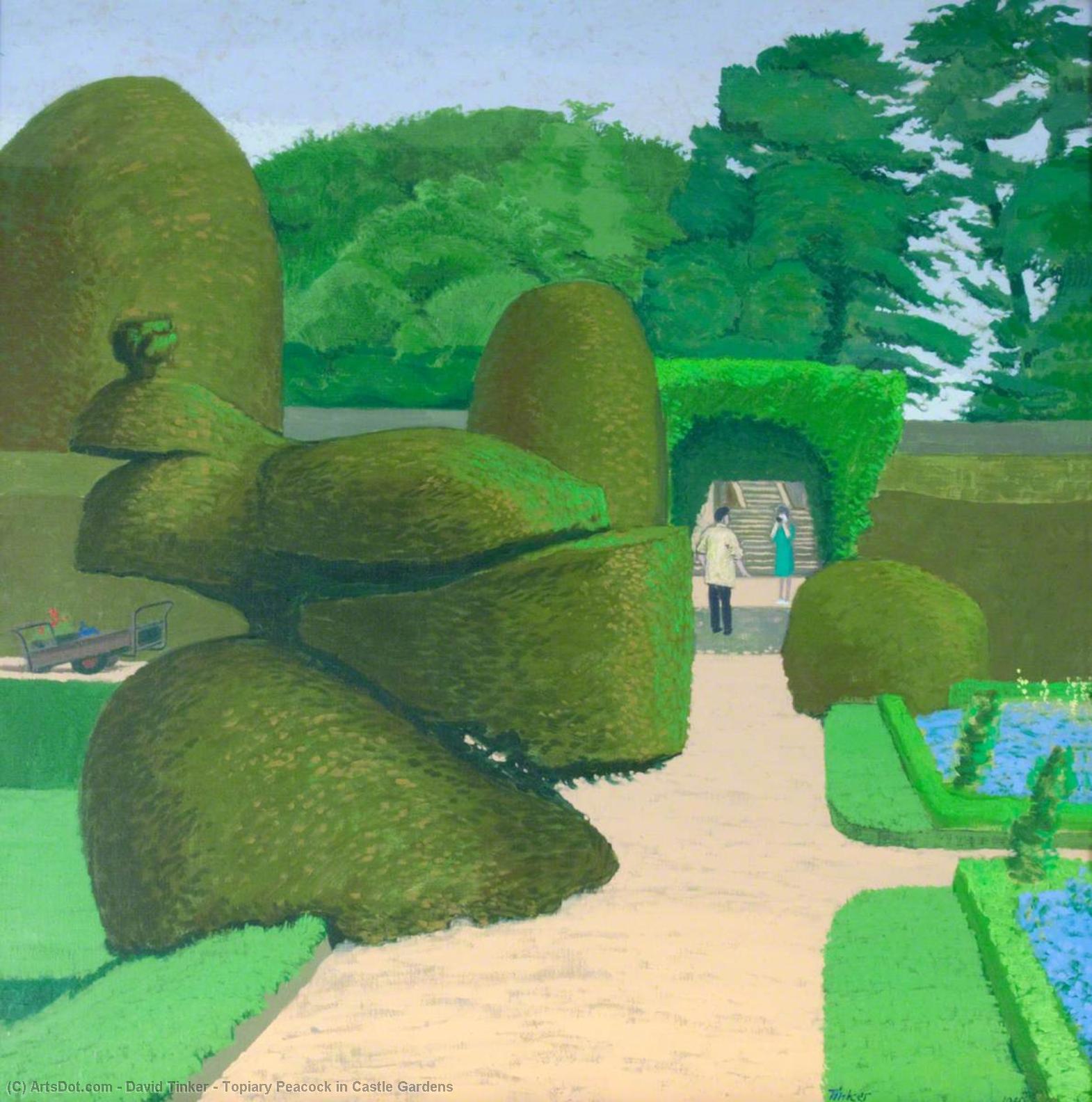 Wikioo.org - The Encyclopedia of Fine Arts - Painting, Artwork by David Tinker - Topiary Peacock in Castle Gardens