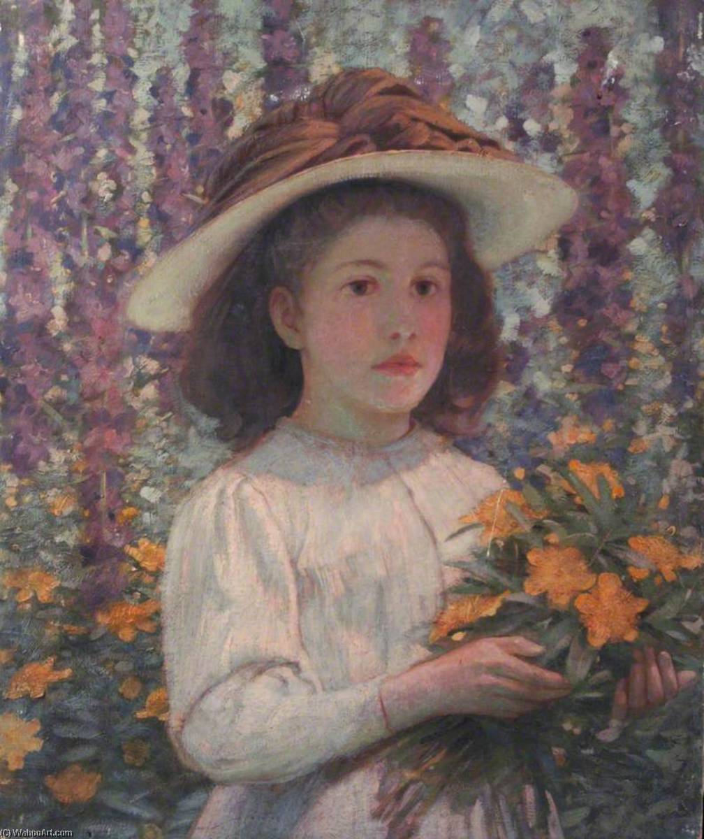 Wikioo.org - The Encyclopedia of Fine Arts - Painting, Artwork by William Herbert Allen - Portrait of a Girl Carrying St John's Wort