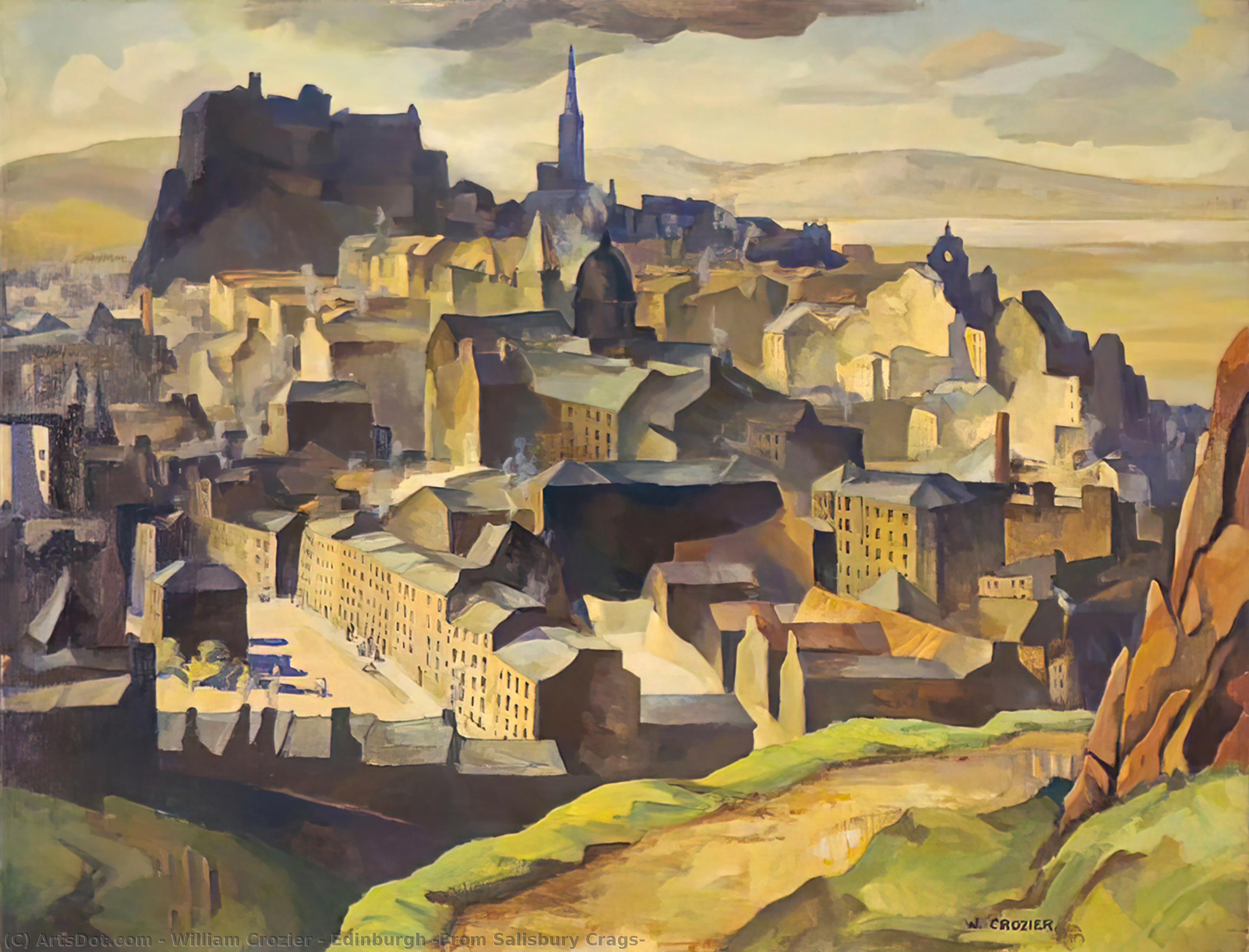 Wikioo.org - The Encyclopedia of Fine Arts - Painting, Artwork by William Crozier - Edinburgh (From Salisbury Crags)