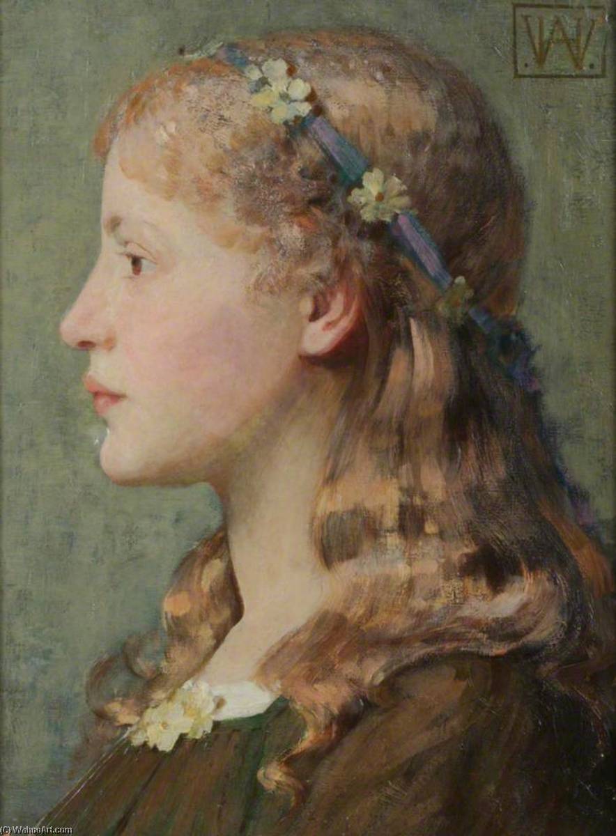 Wikioo.org - The Encyclopedia of Fine Arts - Painting, Artwork by William Herbert Allen - Portrait of a Girl with Primroses