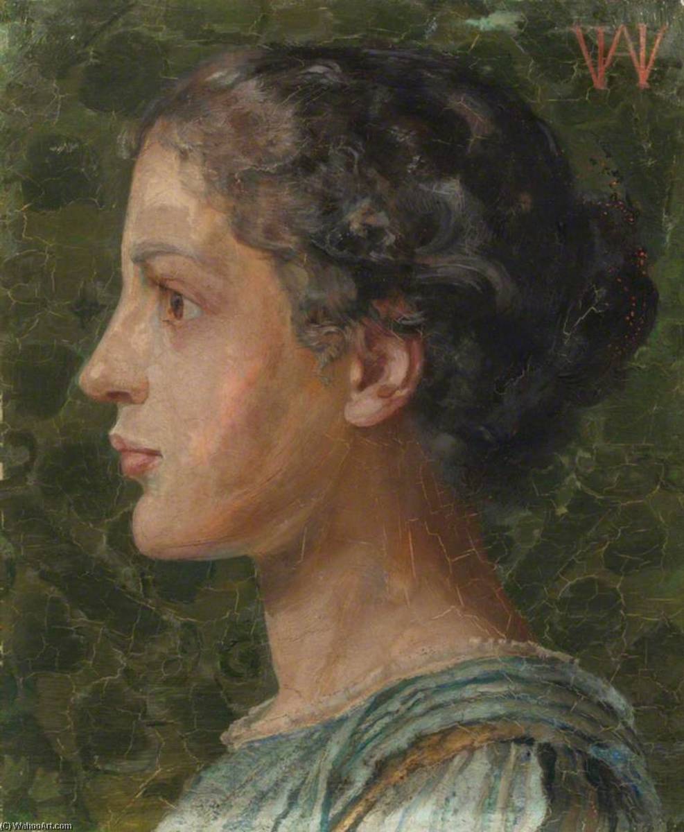 Wikioo.org - The Encyclopedia of Fine Arts - Painting, Artwork by William Herbert Allen - Portrait of a Girl Wearing a Light Blue Dress