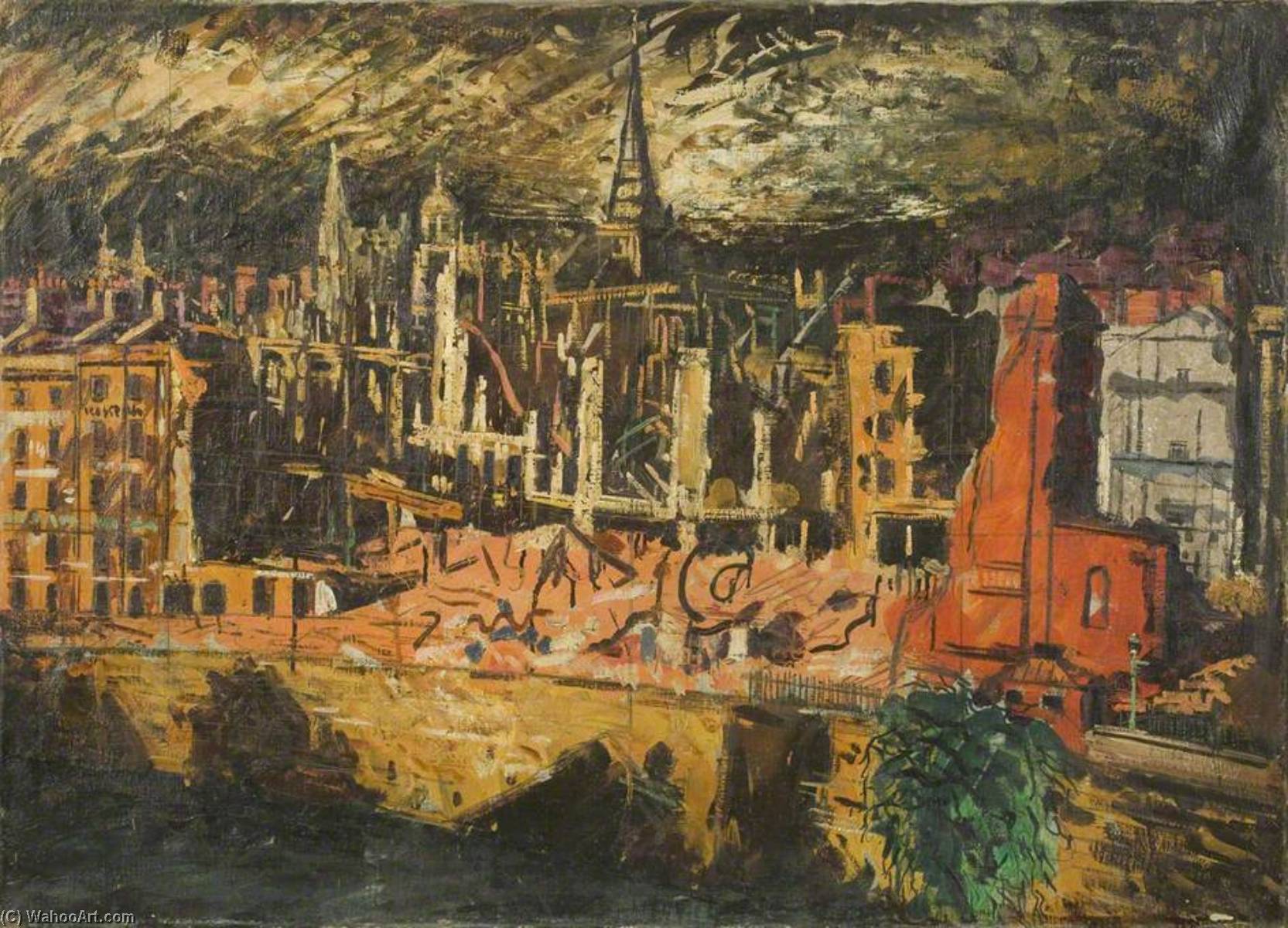 Wikioo.org - The Encyclopedia of Fine Arts - Painting, Artwork by George Melhuish - Bristol Blitz