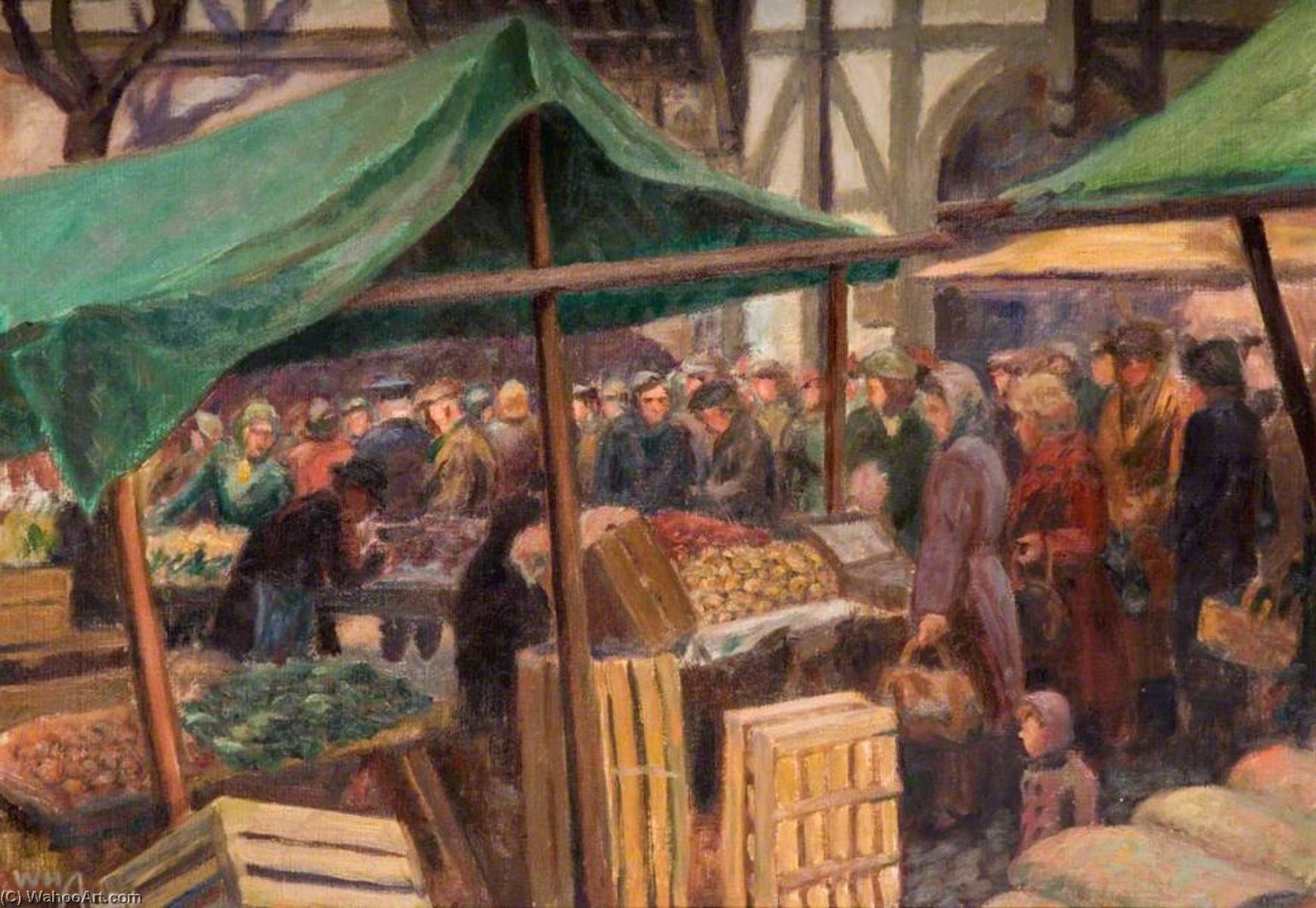Wikioo.org - The Encyclopedia of Fine Arts - Painting, Artwork by William Herbert Allen - Street Market, Walsall