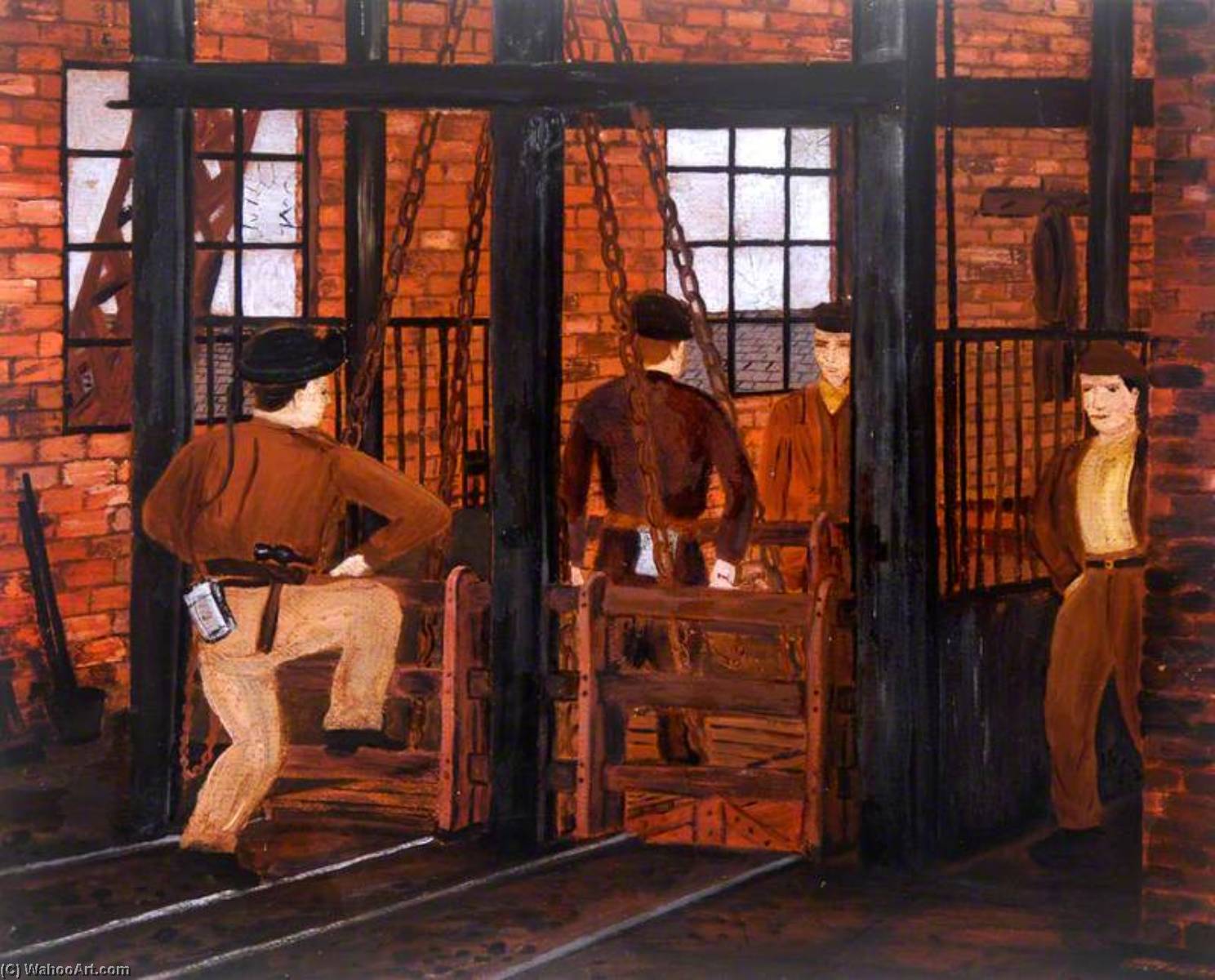 Wikioo.org - The Encyclopedia of Fine Arts - Painting, Artwork by Fred Laidler - The Shaftmen (Shaft Repairs)