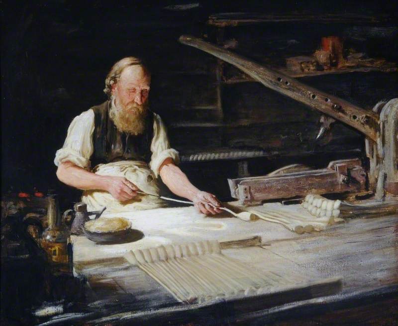 Wikioo.org - The Encyclopedia of Fine Arts - Painting, Artwork by Frederick William Elwell - The Last Beverley Pipemaker