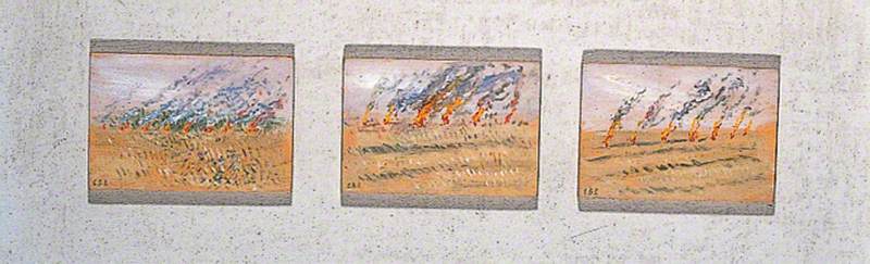 Wikioo.org - The Encyclopedia of Fine Arts - Painting, Artwork by Elinor Bellingham Smith - Burning Stubble (triptych)