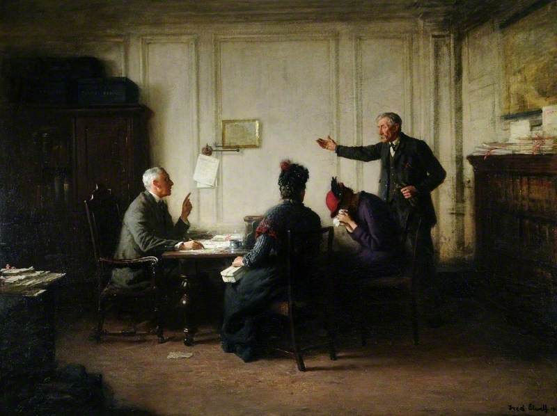 Wikioo.org - The Encyclopedia of Fine Arts - Painting, Artwork by Frederick William Elwell - A Visit to the Lawyer