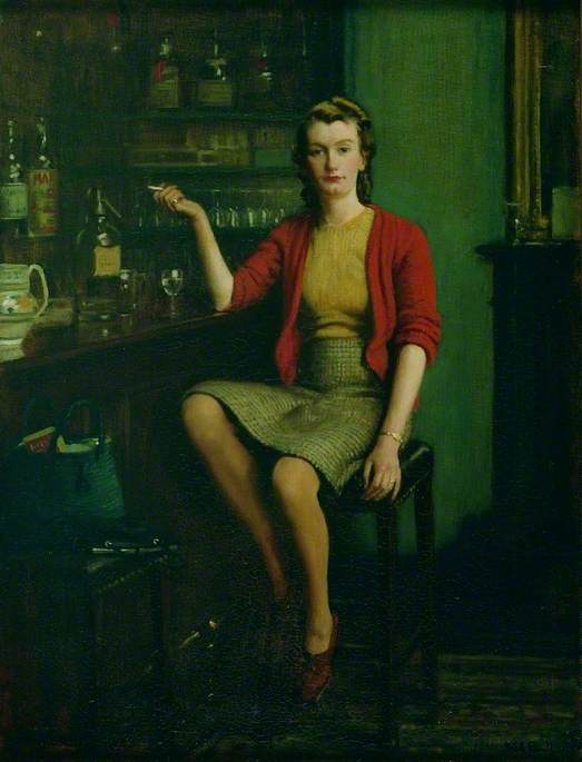 Wikioo.org - The Encyclopedia of Fine Arts - Painting, Artwork by Frederick William Elwell - In a Bar