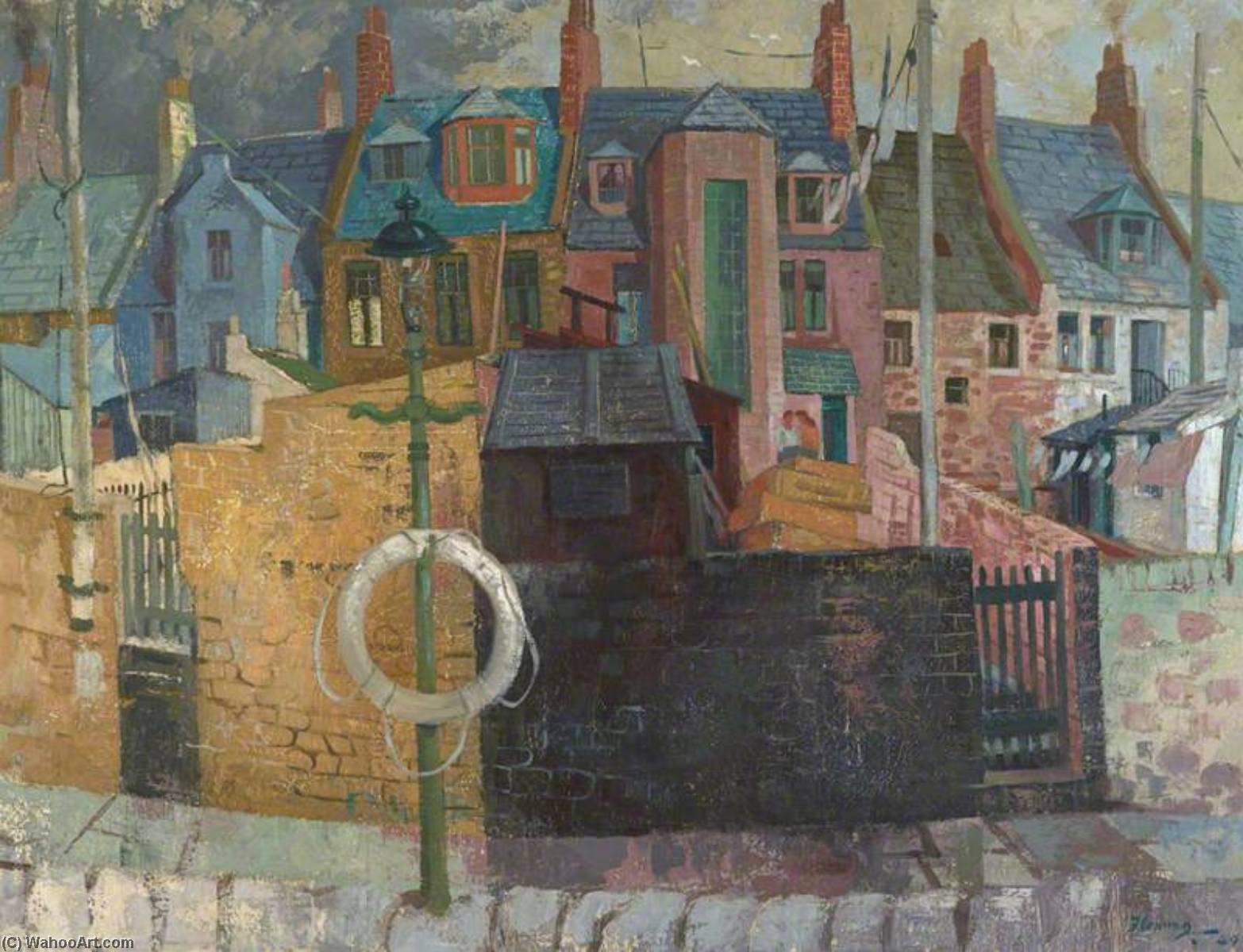 Wikioo.org - The Encyclopedia of Fine Arts - Painting, Artwork by Ian Fleming - Fisher Houses, Arbroath
