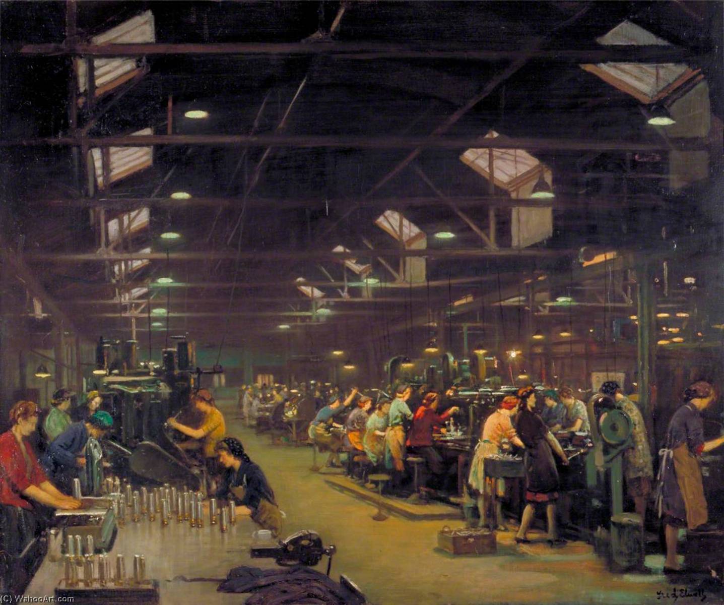 Wikioo.org - The Encyclopedia of Fine Arts - Painting, Artwork by Frederick William Elwell - A Munitions Factory