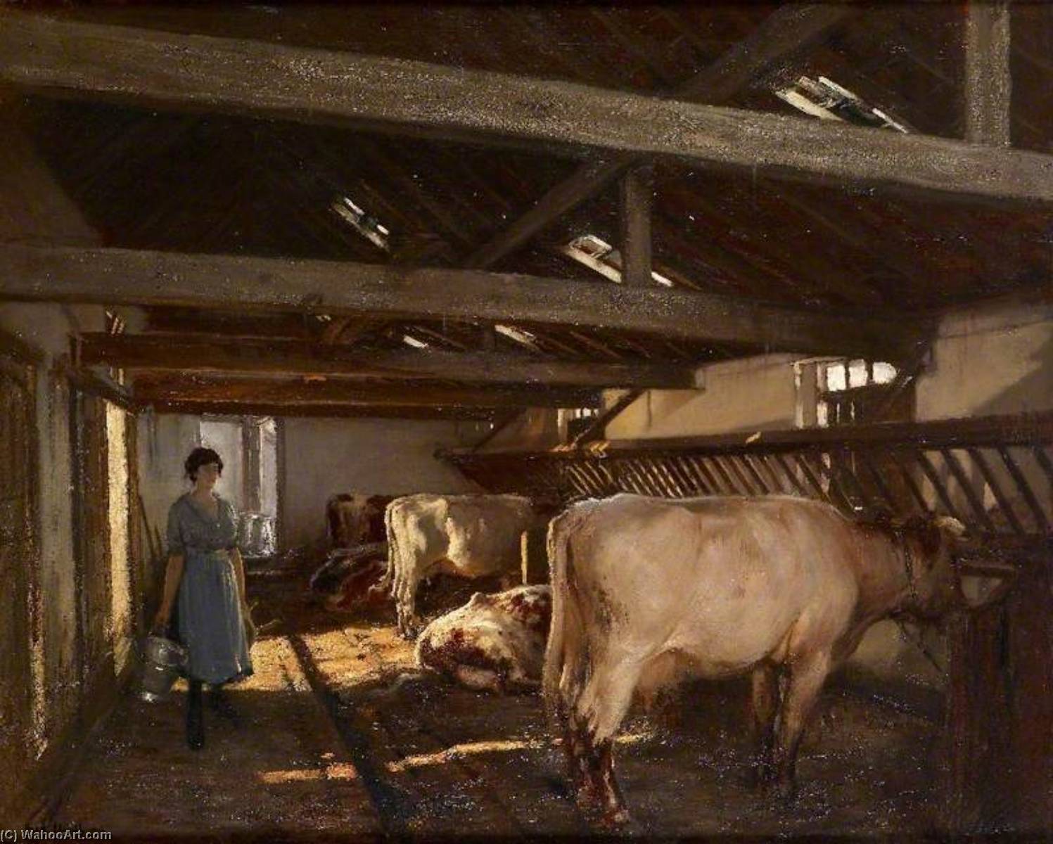 Wikioo.org - The Encyclopedia of Fine Arts - Painting, Artwork by Frederick William Elwell - Cowshed