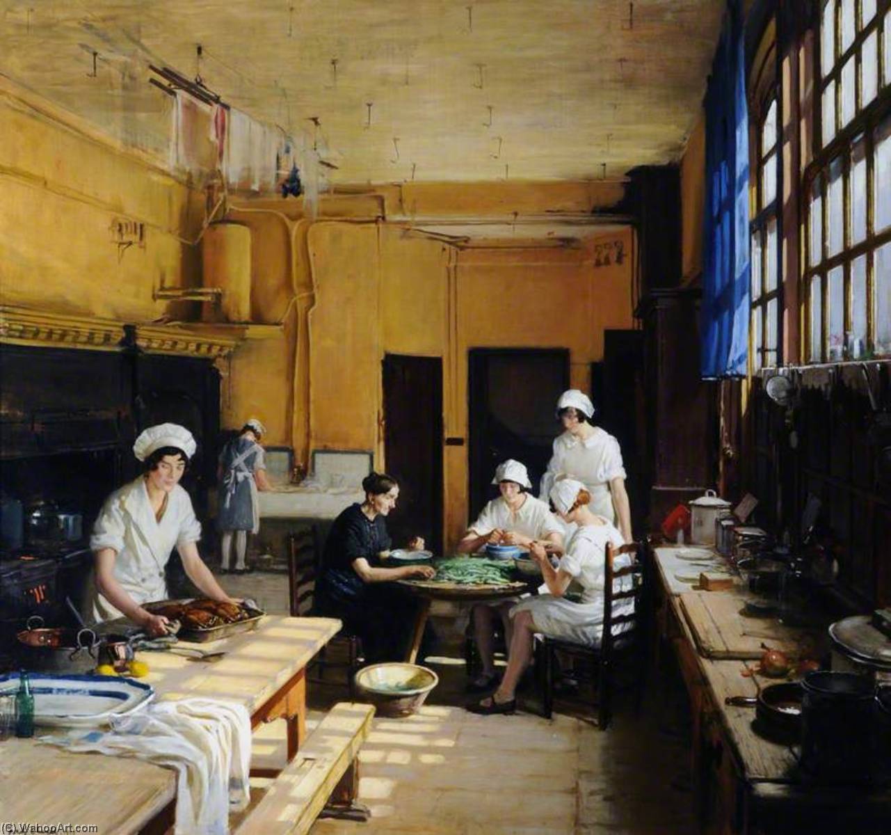 Wikioo.org - The Encyclopedia of Fine Arts - Painting, Artwork by Frederick William Elwell - Kitchen Scene in the Beverley Arms