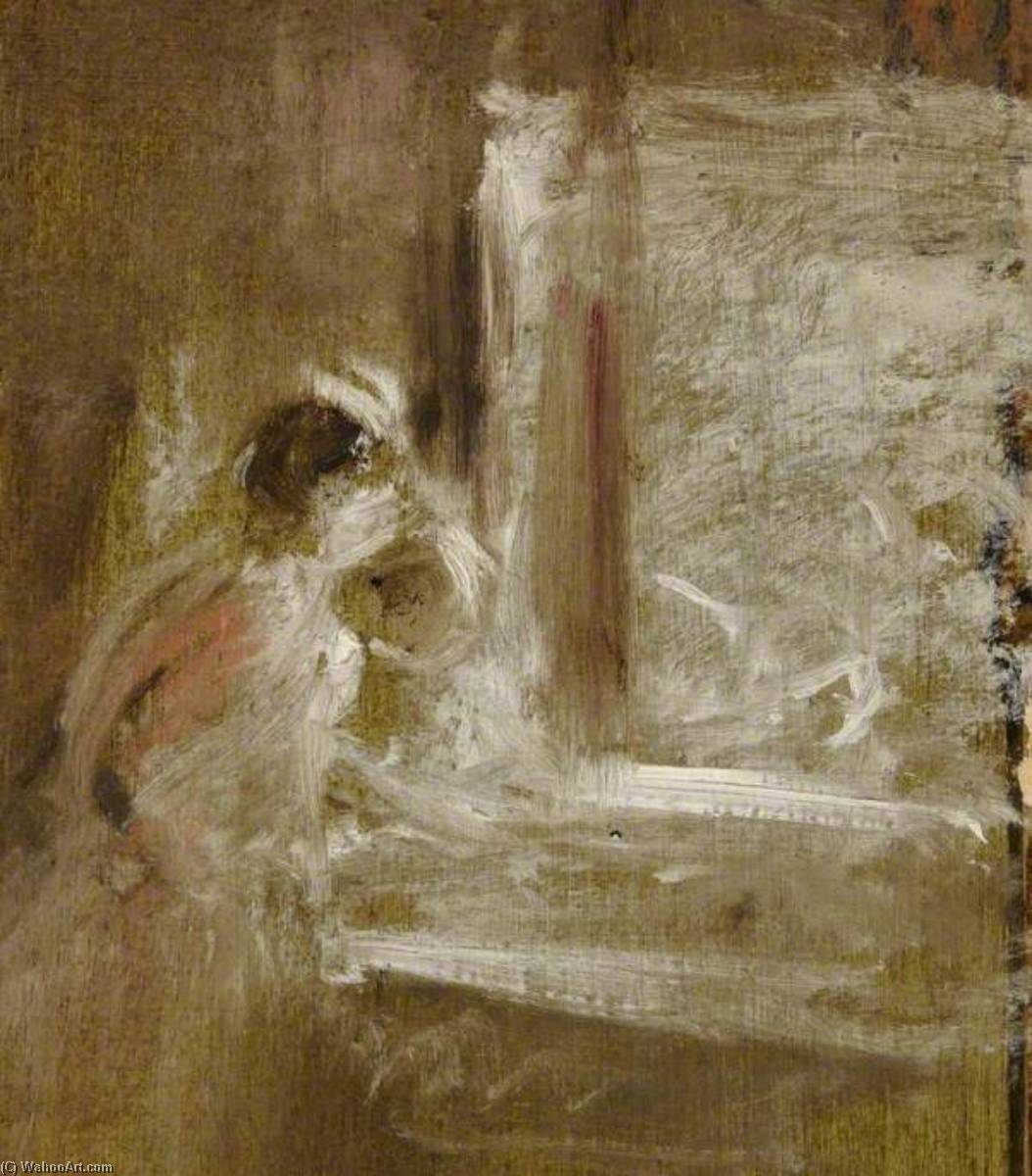 Wikioo.org - The Encyclopedia of Fine Arts - Painting, Artwork by Frederick William Elwell - Study of a Woman at a Window (detail)