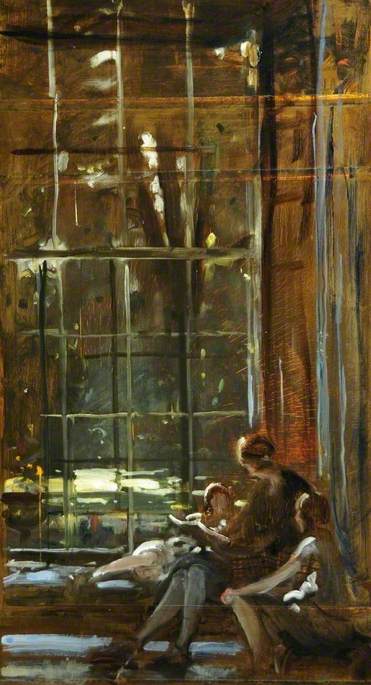 Wikioo.org - The Encyclopedia of Fine Arts - Painting, Artwork by Frederick William Elwell - Study for 'The Window Seat' (detail)