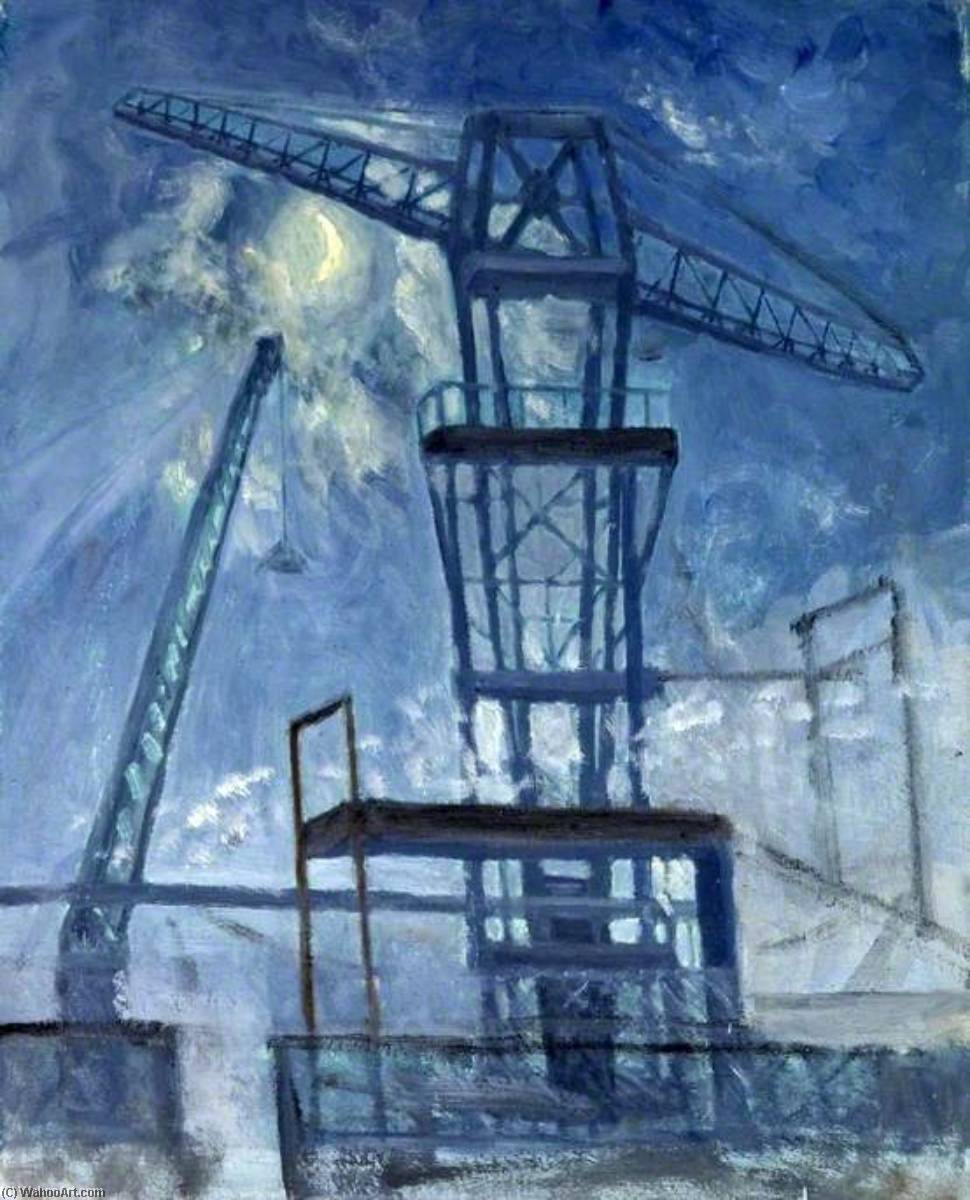 Wikioo.org - The Encyclopedia of Fine Arts - Painting, Artwork by Elsie Barling - Cranes, Shipyard