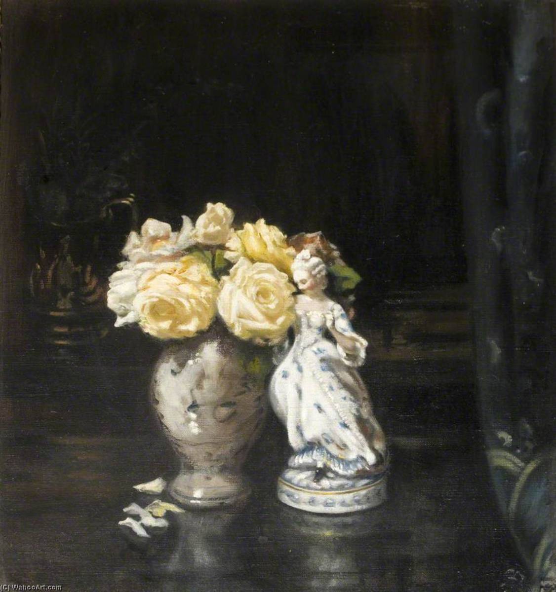 Wikioo.org - The Encyclopedia of Fine Arts - Painting, Artwork by Ethel Susan Graham Bristowe - Meissen Figure Selling Roses