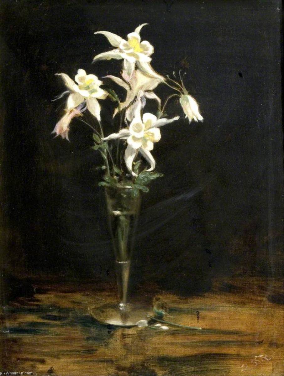 Wikioo.org - The Encyclopedia of Fine Arts - Painting, Artwork by Ethel Susan Graham Bristowe - Aquilegia in Silver Vase