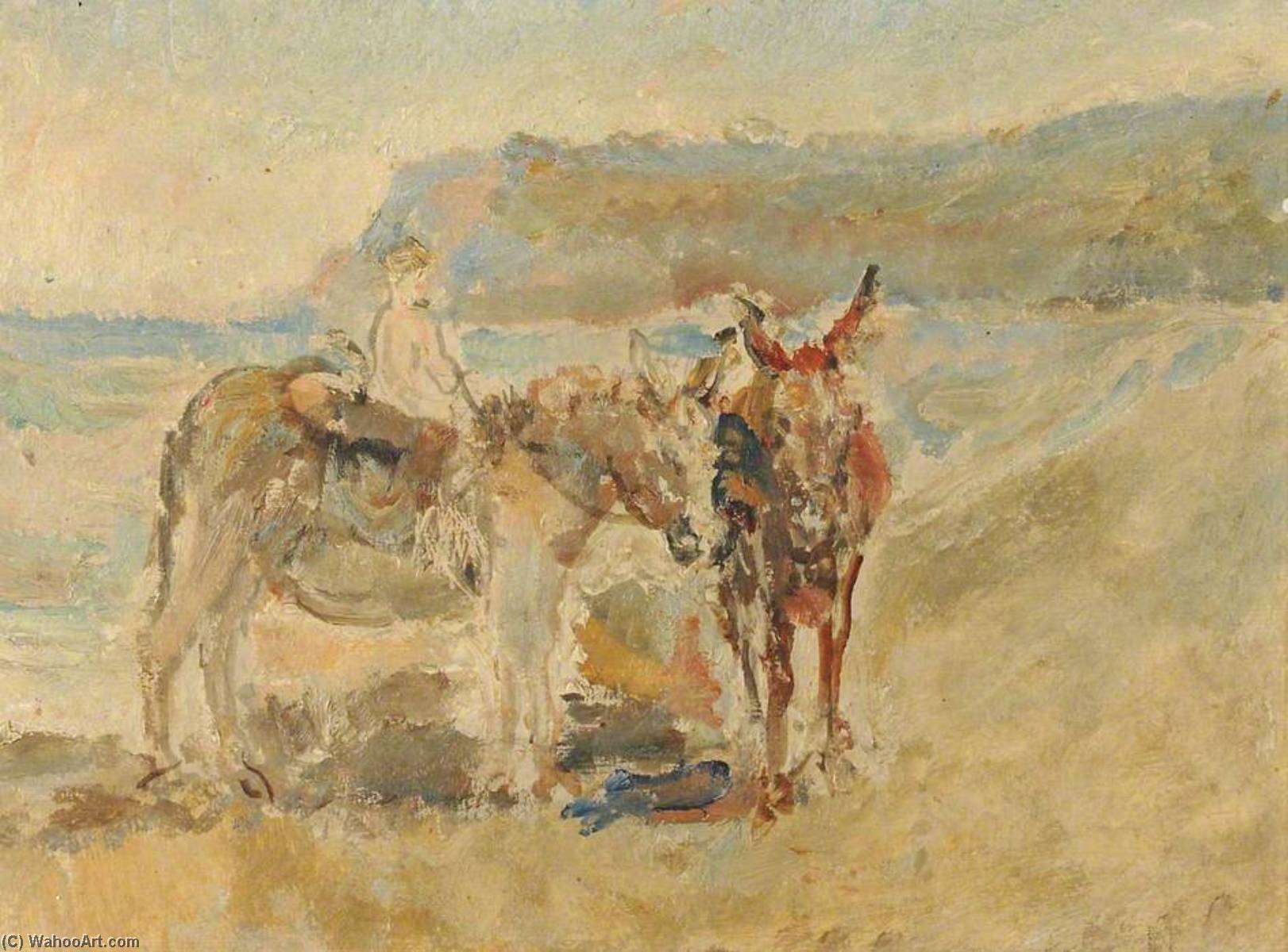 Wikioo.org - The Encyclopedia of Fine Arts - Painting, Artwork by Ethel Walker - Donkeys on the Shore