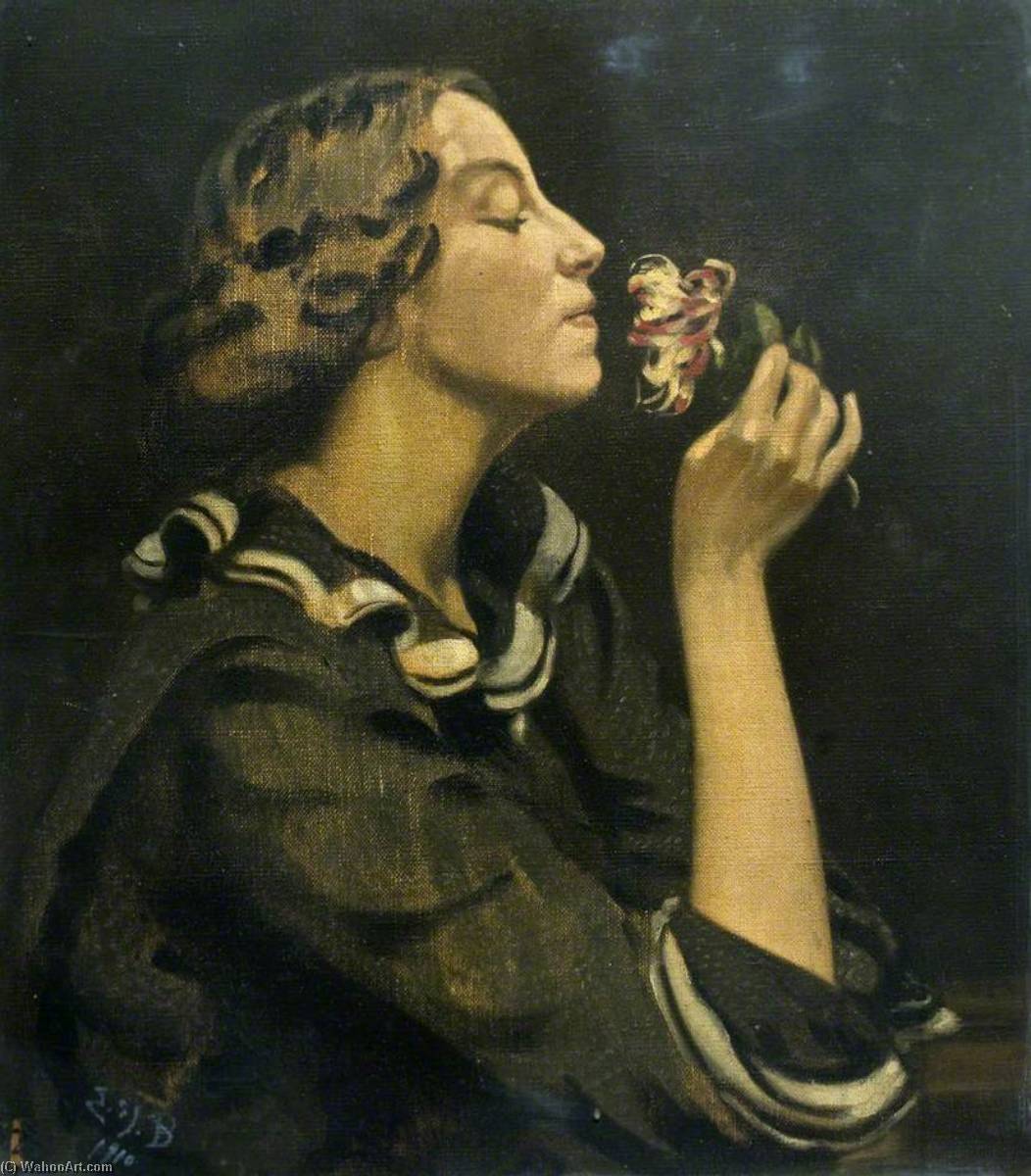 Wikioo.org - The Encyclopedia of Fine Arts - Painting, Artwork by Ethel Susan Graham Bristowe - Lady with Honeysuckle