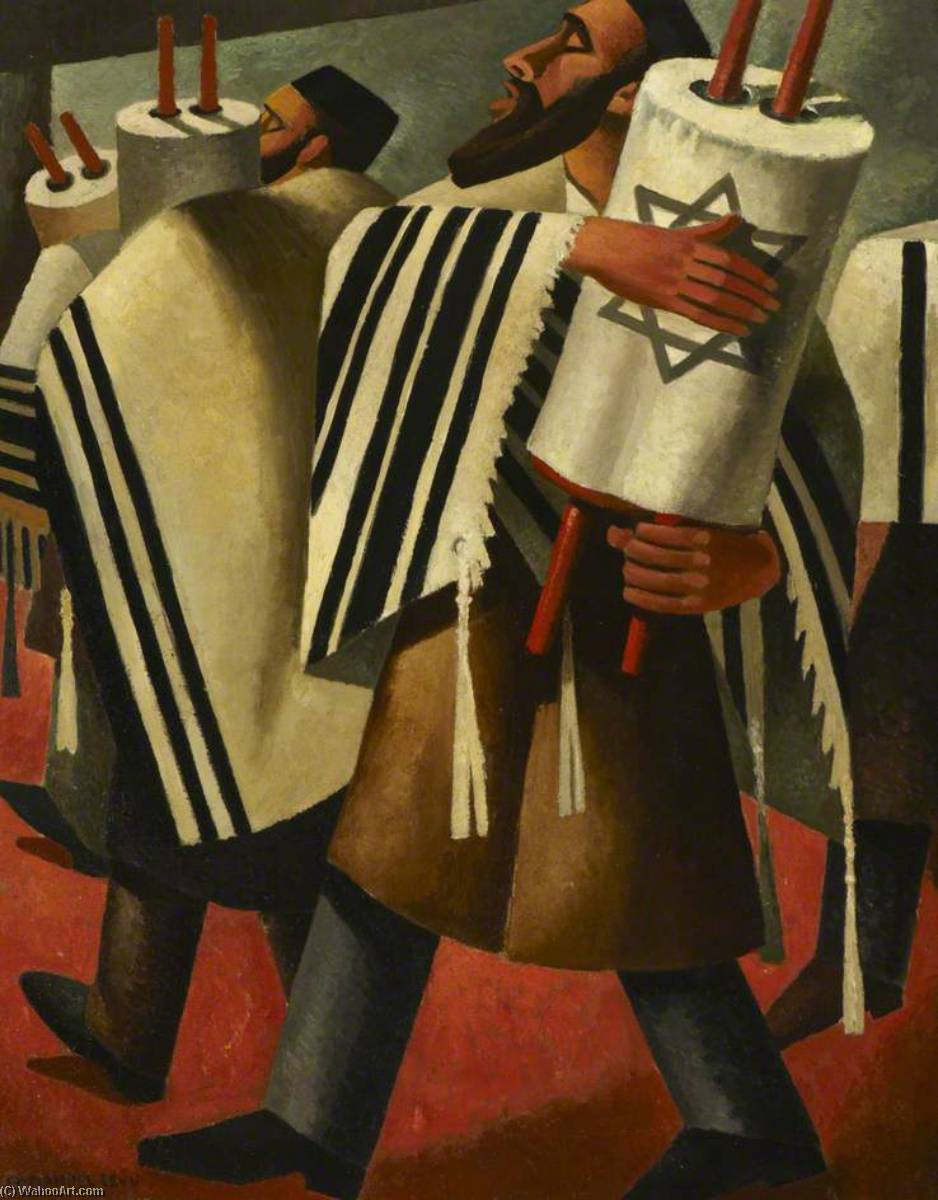 Wikioo.org - The Encyclopedia of Fine Arts - Painting, Artwork by Emmanuel Levy - Two Rabbis Carrying the Scrolls of the Law
