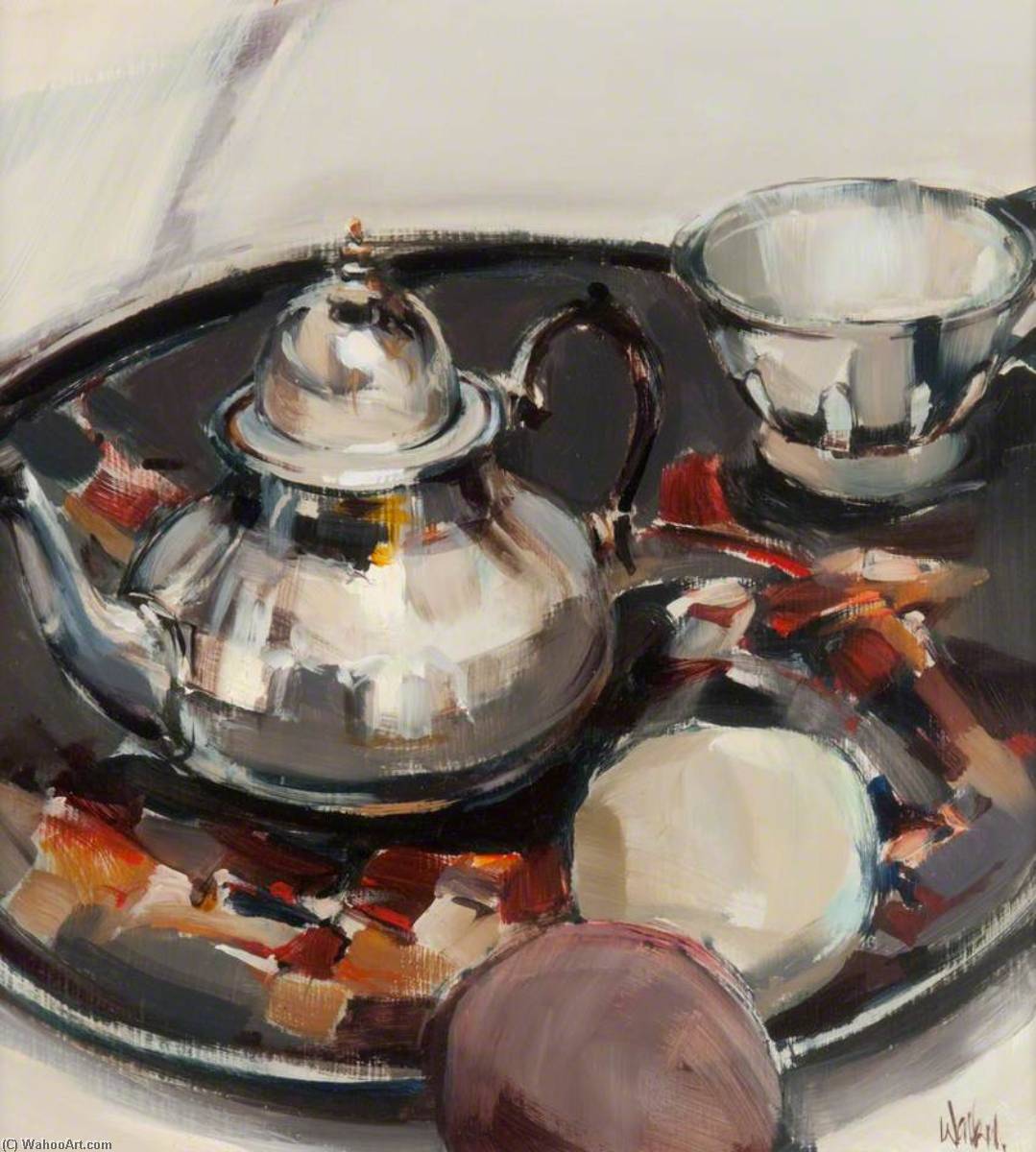 Wikioo.org - The Encyclopedia of Fine Arts - Painting, Artwork by Ethel Walker - Silver Teapot