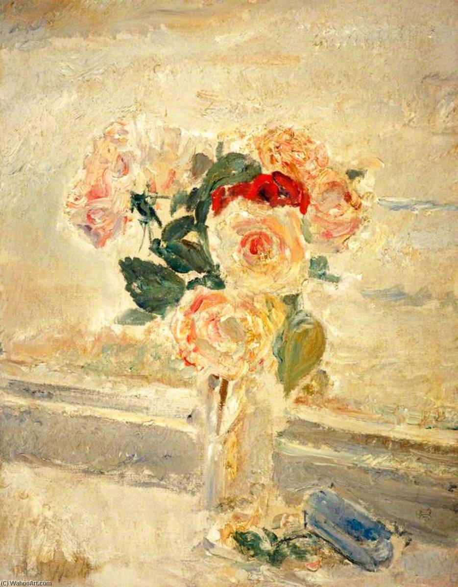 Wikioo.org - The Encyclopedia of Fine Arts - Painting, Artwork by Ethel Walker - Vase of Roses