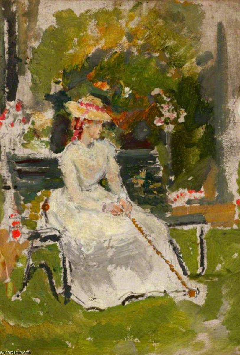 Wikioo.org - The Encyclopedia of Fine Arts - Painting, Artwork by Ethel Walker - The Garden Bench