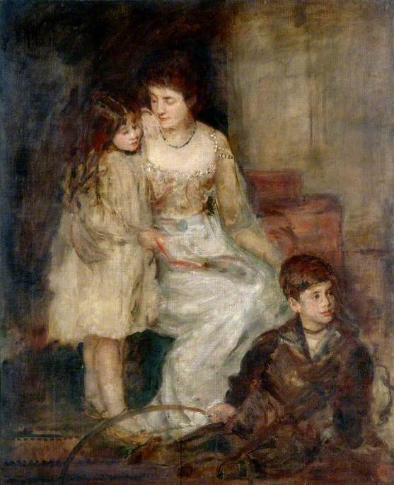 Wikioo.org - The Encyclopedia of Fine Arts - Painting, Artwork by Ethel Walker - Mrs Walker and her Children