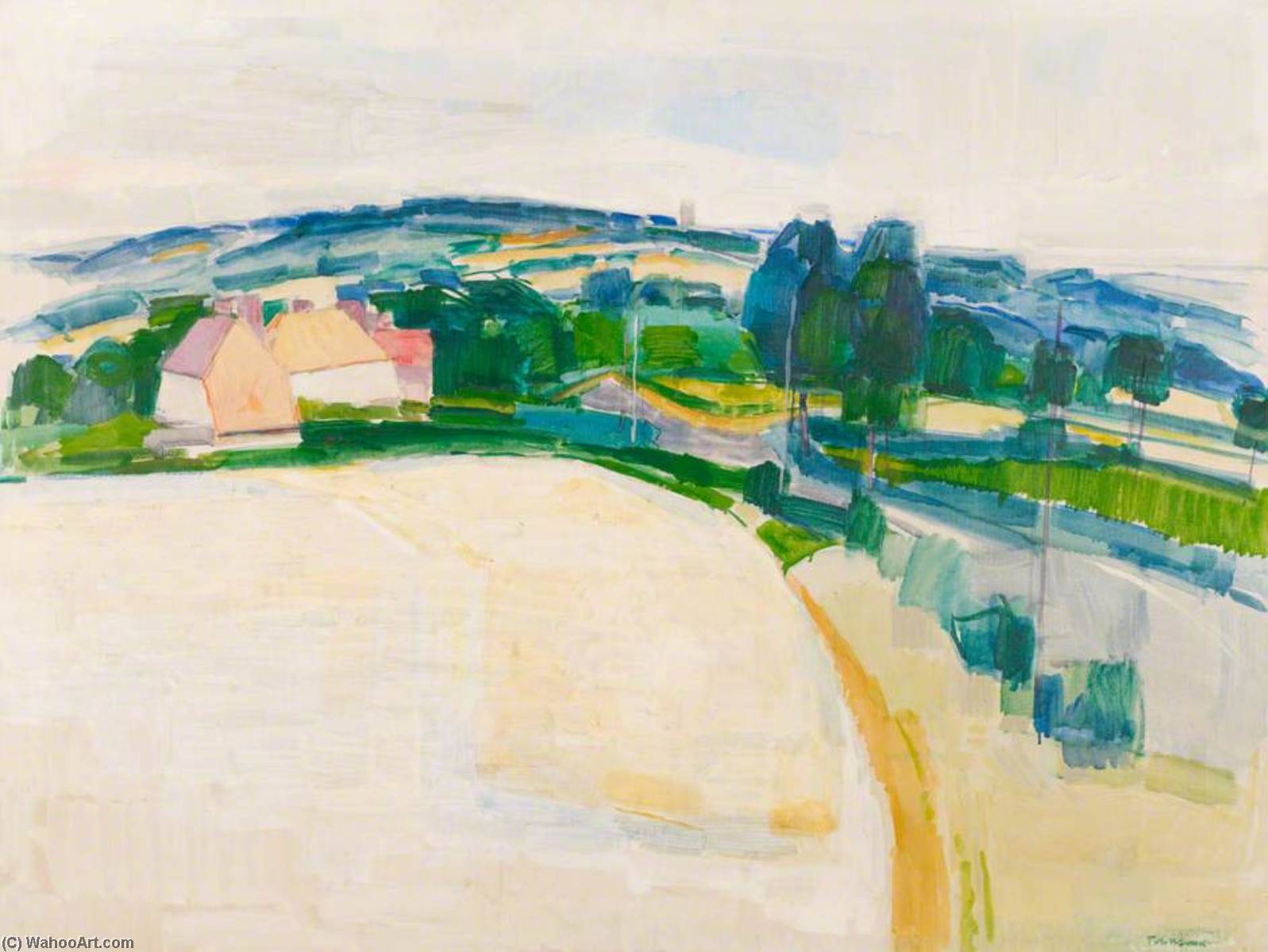 Wikioo.org - The Encyclopedia of Fine Arts - Painting, Artwork by William Townsend - Landscape, Rolvenden No.1