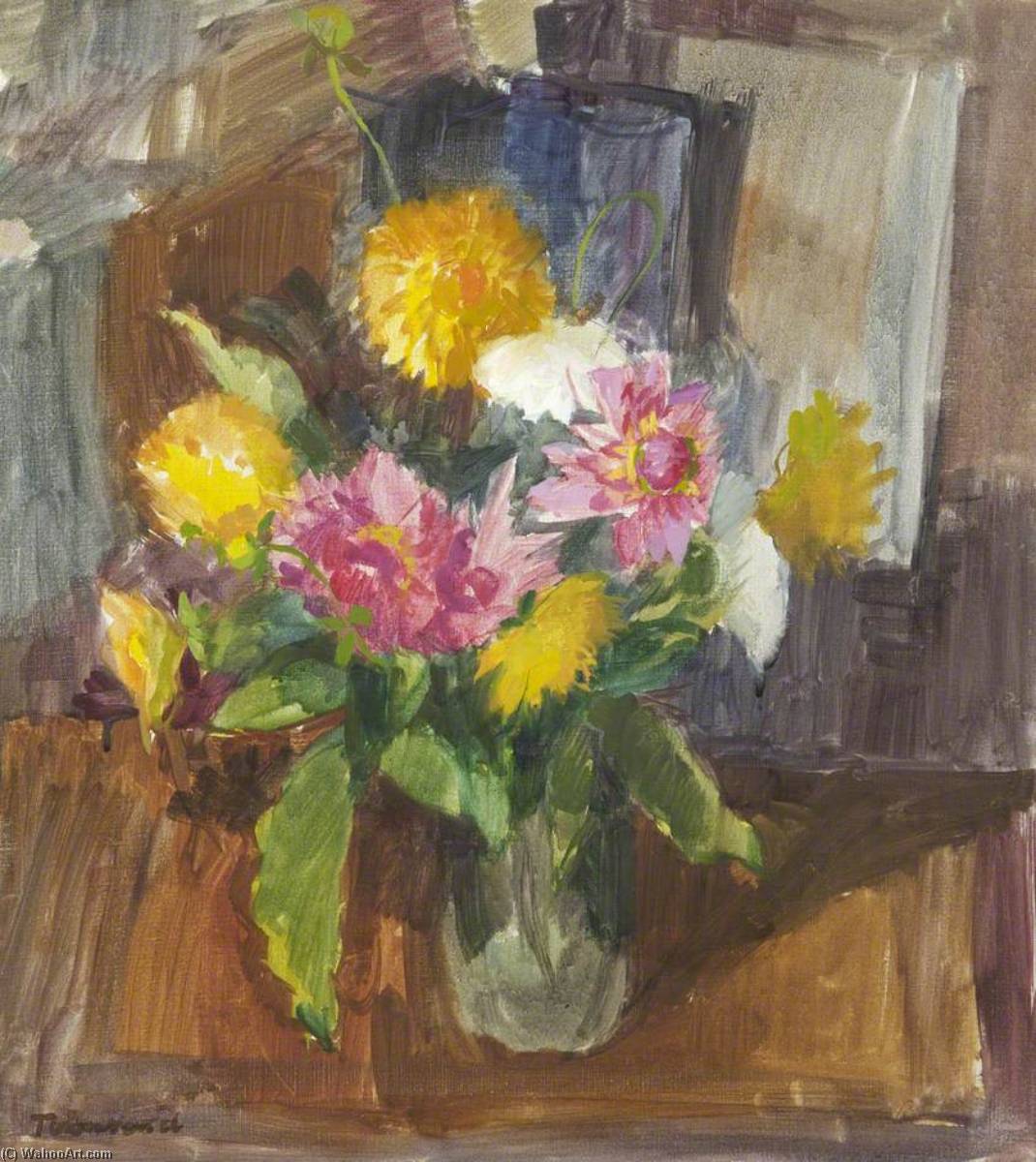 Wikioo.org - The Encyclopedia of Fine Arts - Painting, Artwork by William Townsend - Dahlias