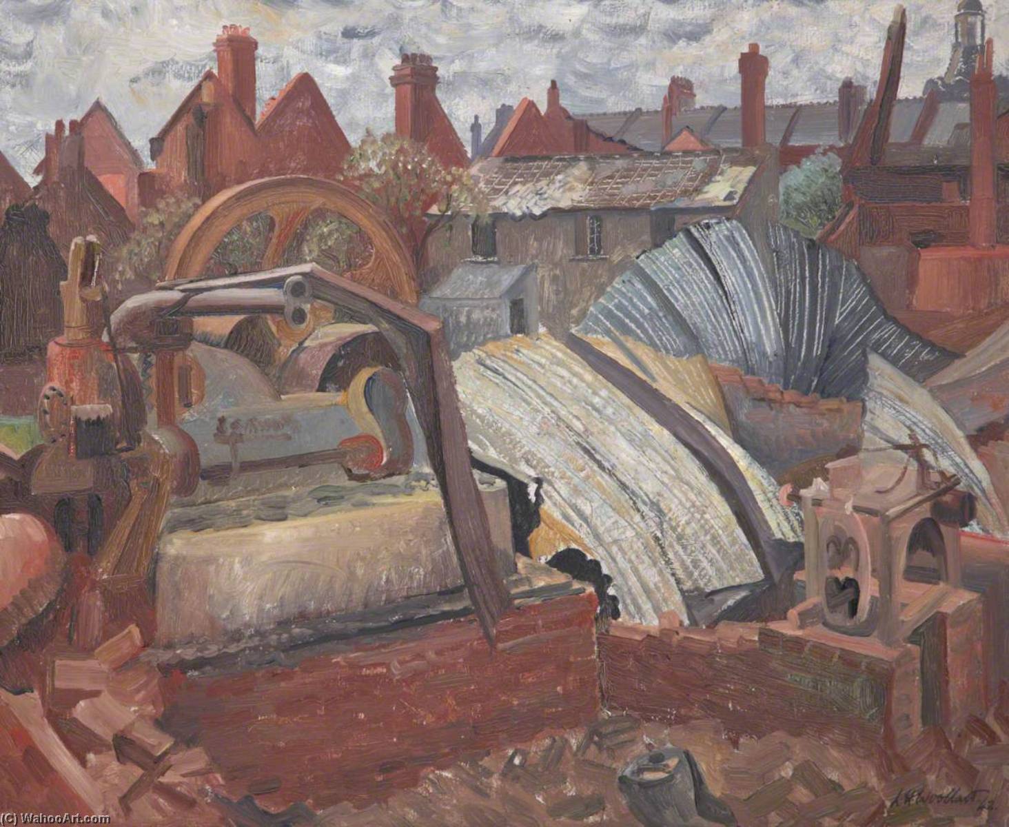 Wikioo.org - The Encyclopedia of Fine Arts - Painting, Artwork by Leighton Hall Woollatt - Behind Sidwell Street, Exeter, Devon