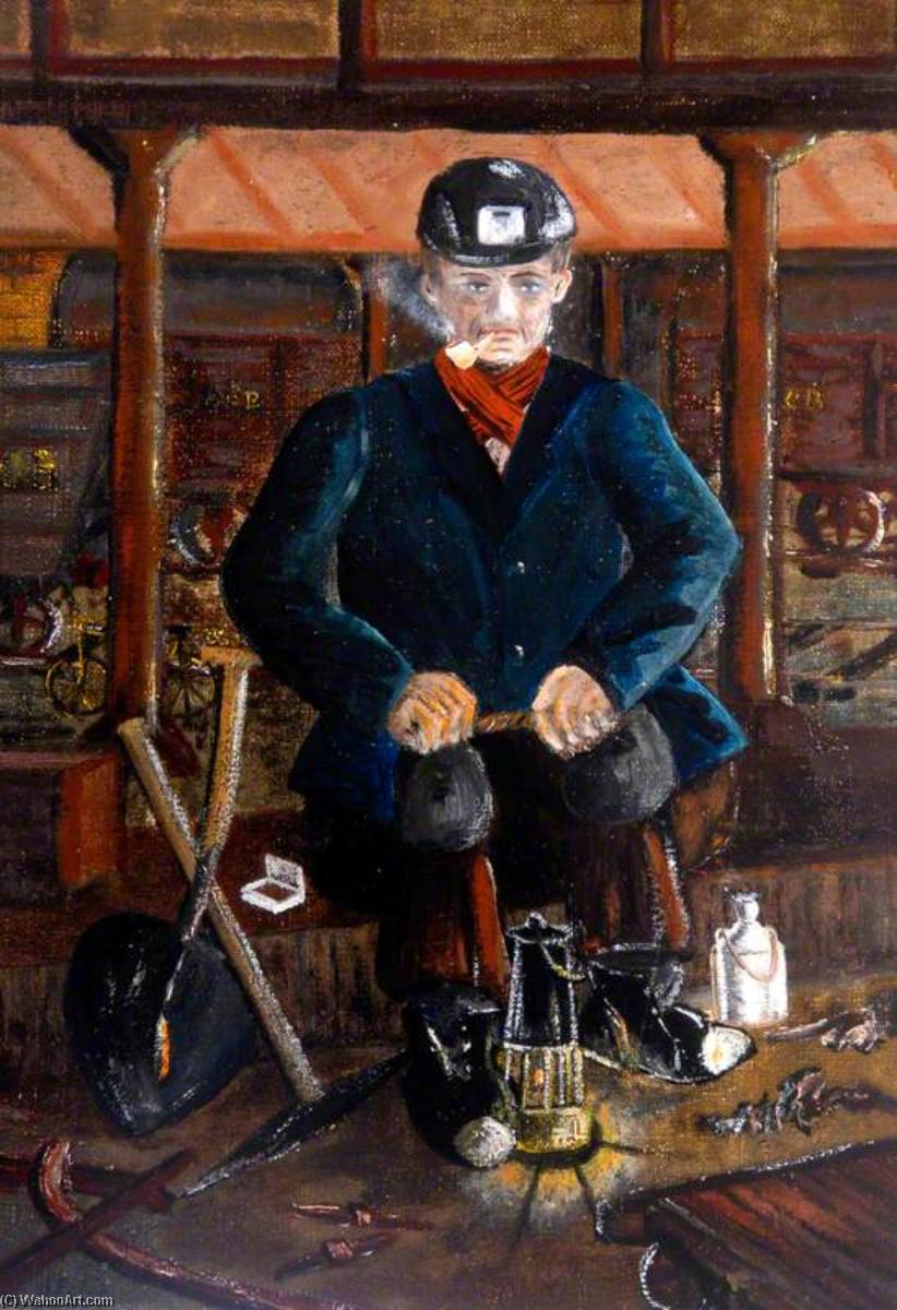 Wikioo.org - The Encyclopedia of Fine Arts - Painting, Artwork by Jimmy Floyd - The Miner, Last Smoke before Descent