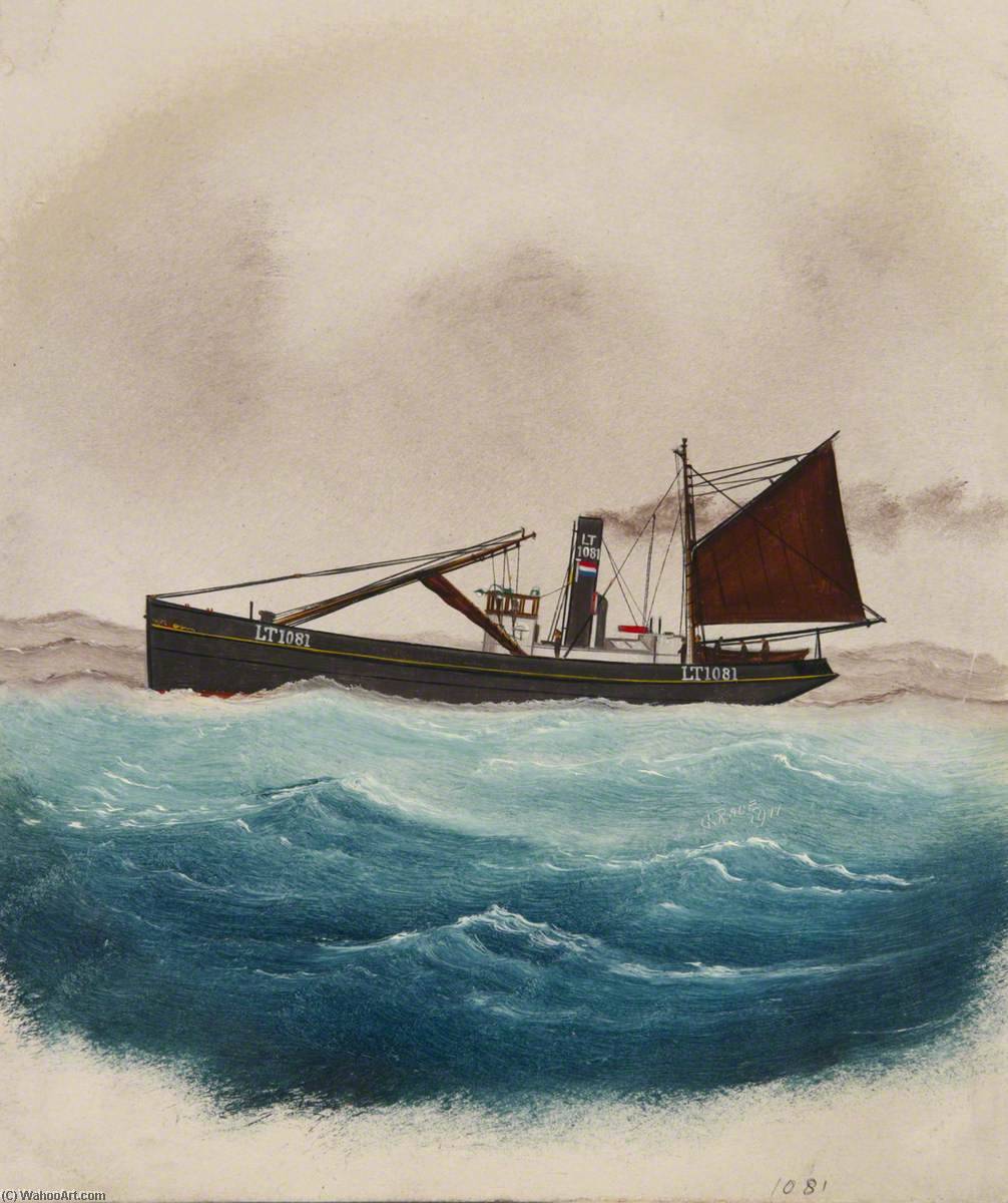 Wikioo.org - The Encyclopedia of Fine Arts - Painting, Artwork by George Race - The Lowestoft Trawler 'Fearless'