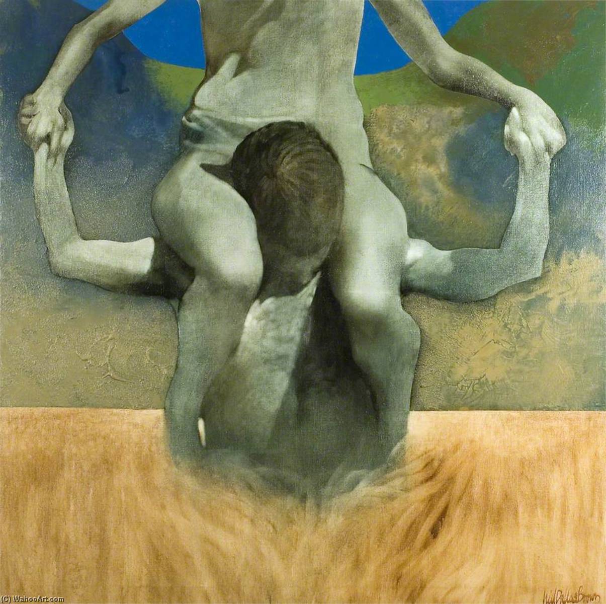 Wikioo.org - The Encyclopedia of Fine Arts - Painting, Artwork by Neil Dallas Brown - Figure Being Carried in a Landscape