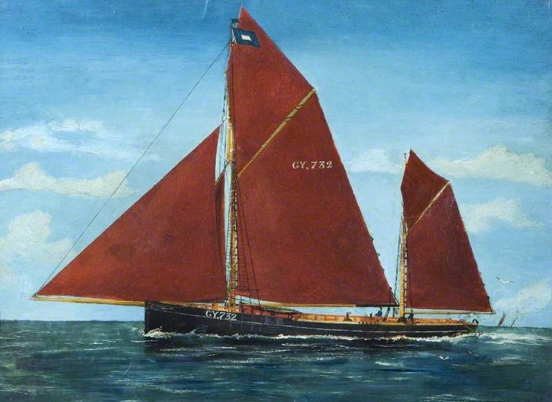 Wikioo.org - The Encyclopedia of Fine Arts - Painting, Artwork by George Race - Fishing Smack, GY732