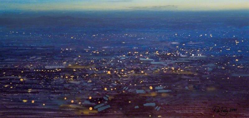 Wikioo.org - The Encyclopedia of Fine Arts - Painting, Artwork by Robert Perry - Nightfall over the Black Country, View from Turner's Hill, Dudley, the Habberleys just Visible 6.45pm, Thursday 18 October 2001