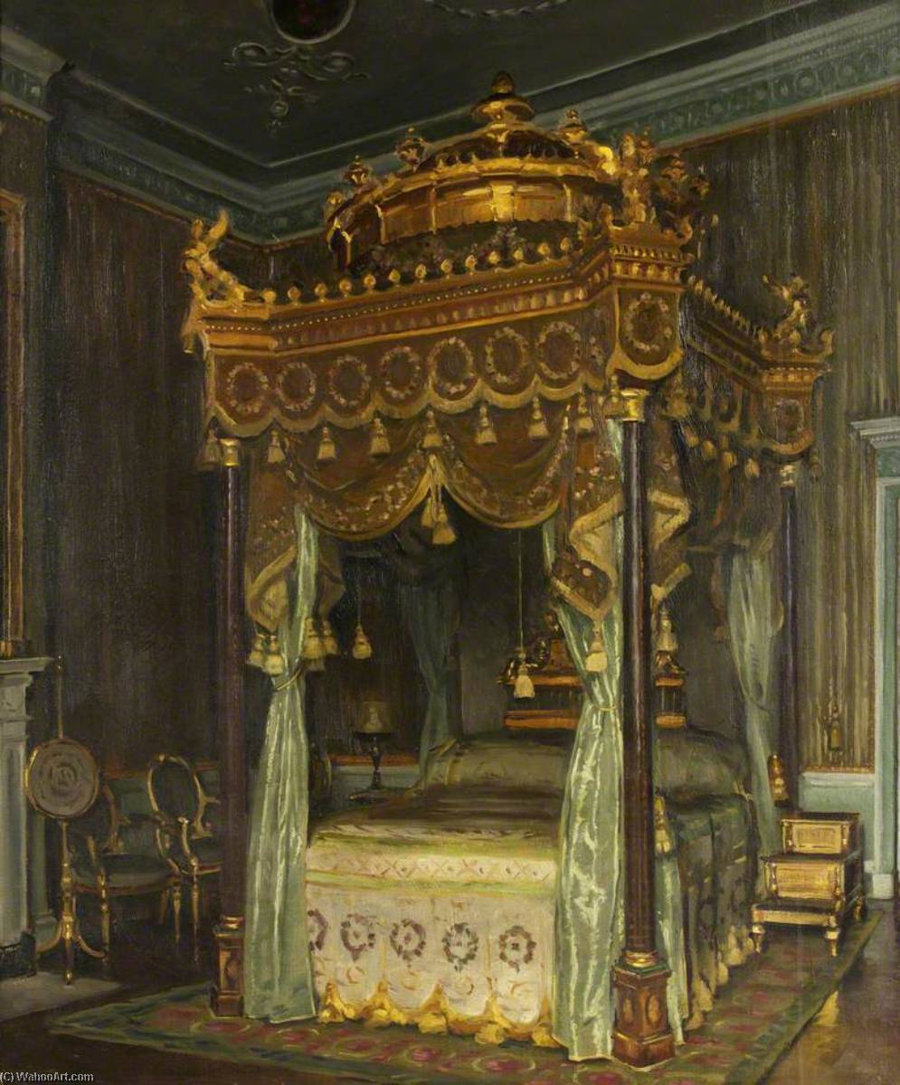 Wikioo.org - The Encyclopedia of Fine Arts - Painting, Artwork by William Bruce Ellis Ranken - State Bed at Osterley Park