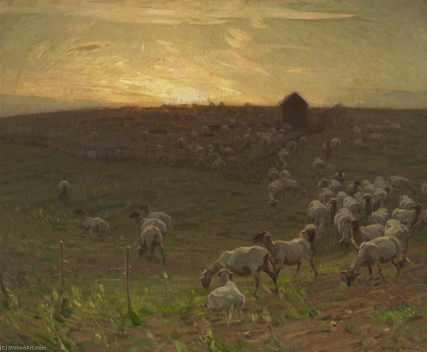 Wikioo.org - The Encyclopedia of Fine Arts - Painting, Artwork by John Alfred Arnesby Brown - Sheepfold
