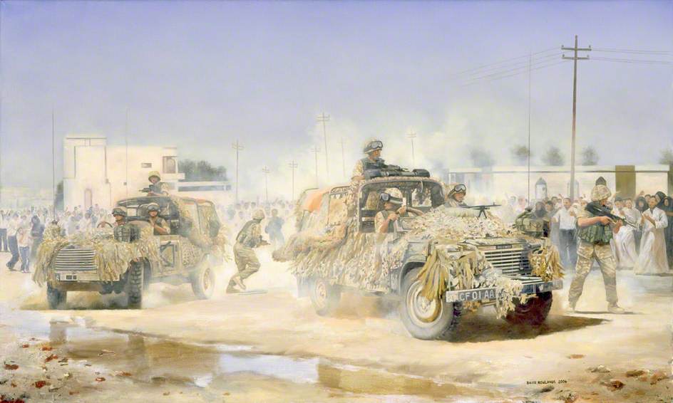 Wikioo.org - The Encyclopedia of Fine Arts - Painting, Artwork by David John Rowlands - B Squadron, 1st The Queen's Dragoon Guards at Safwan, Iraq