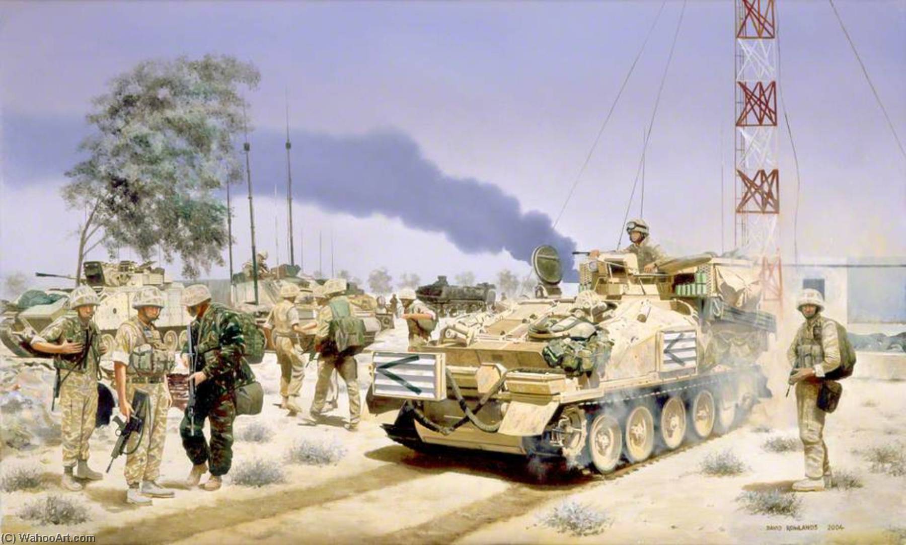 Wikioo.org - The Encyclopedia of Fine Arts - Painting, Artwork by David John Rowlands - HQ Squadron, 1st The Queen's Dragoon Guards, Umm Qasr Park, Iraq, 2003