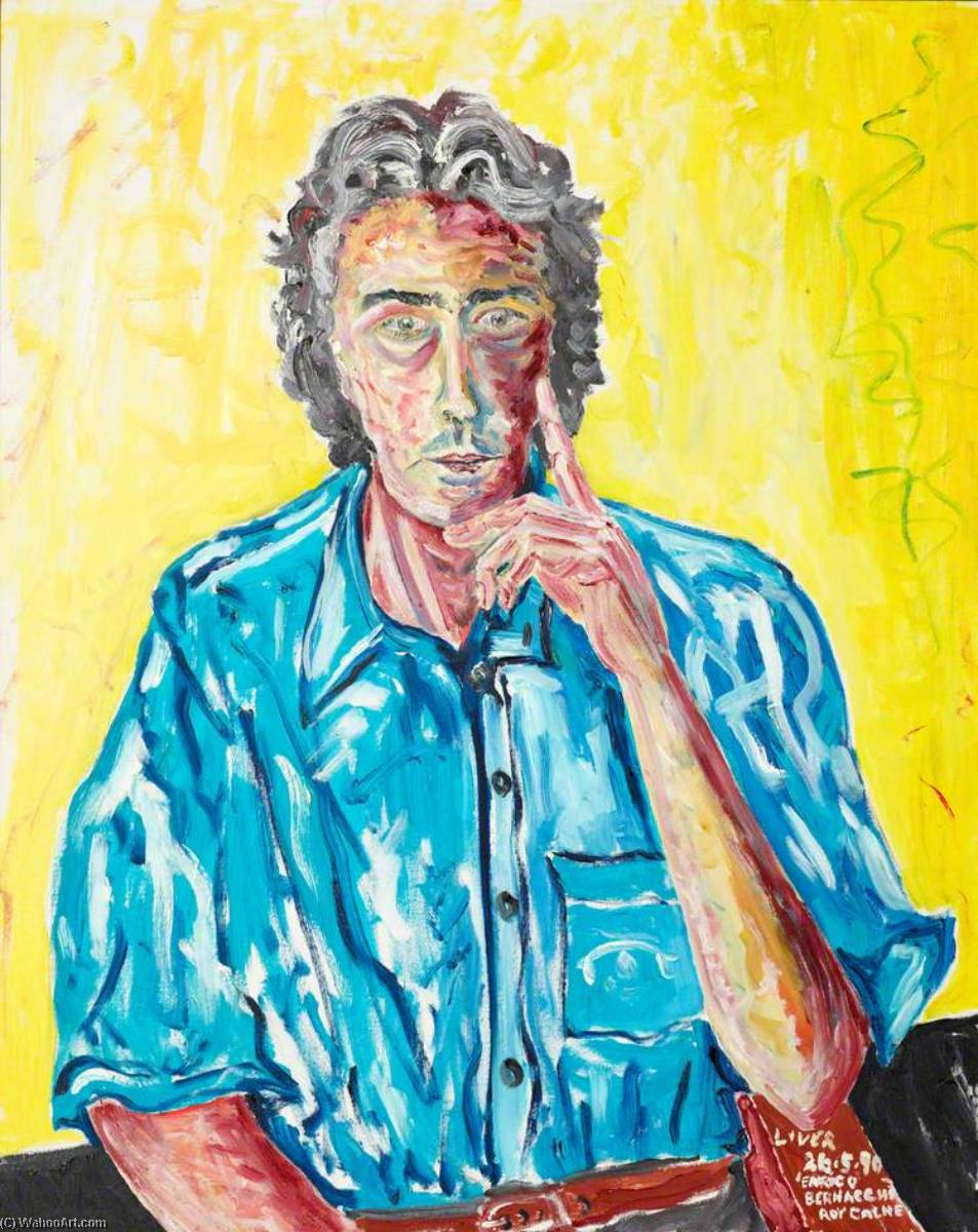 Wikioo.org - The Encyclopedia of Fine Arts - Painting, Artwork by Roy Yorke Calne - Man in Blue Shirt, 'Enrico Bernacchi'